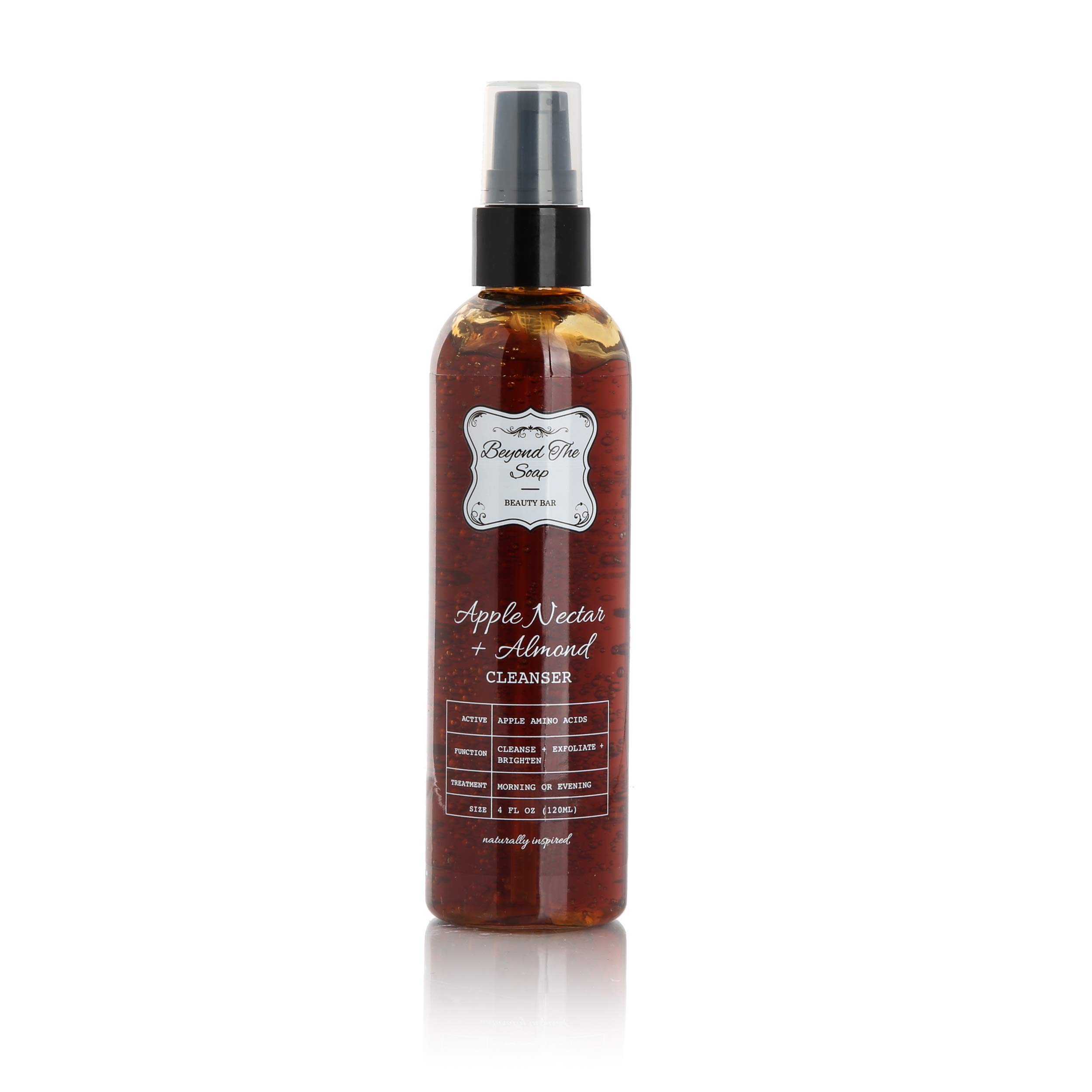 Exfoliating & Brightening Apple Nectar Almond Cleanser with Apple Amino Acids - 4oz/120ml - Gentle Face Wash for Glowing Skin, Daily Exfoliation & Deep Cleansing - Perfect for Morning & Night Skincare Routine