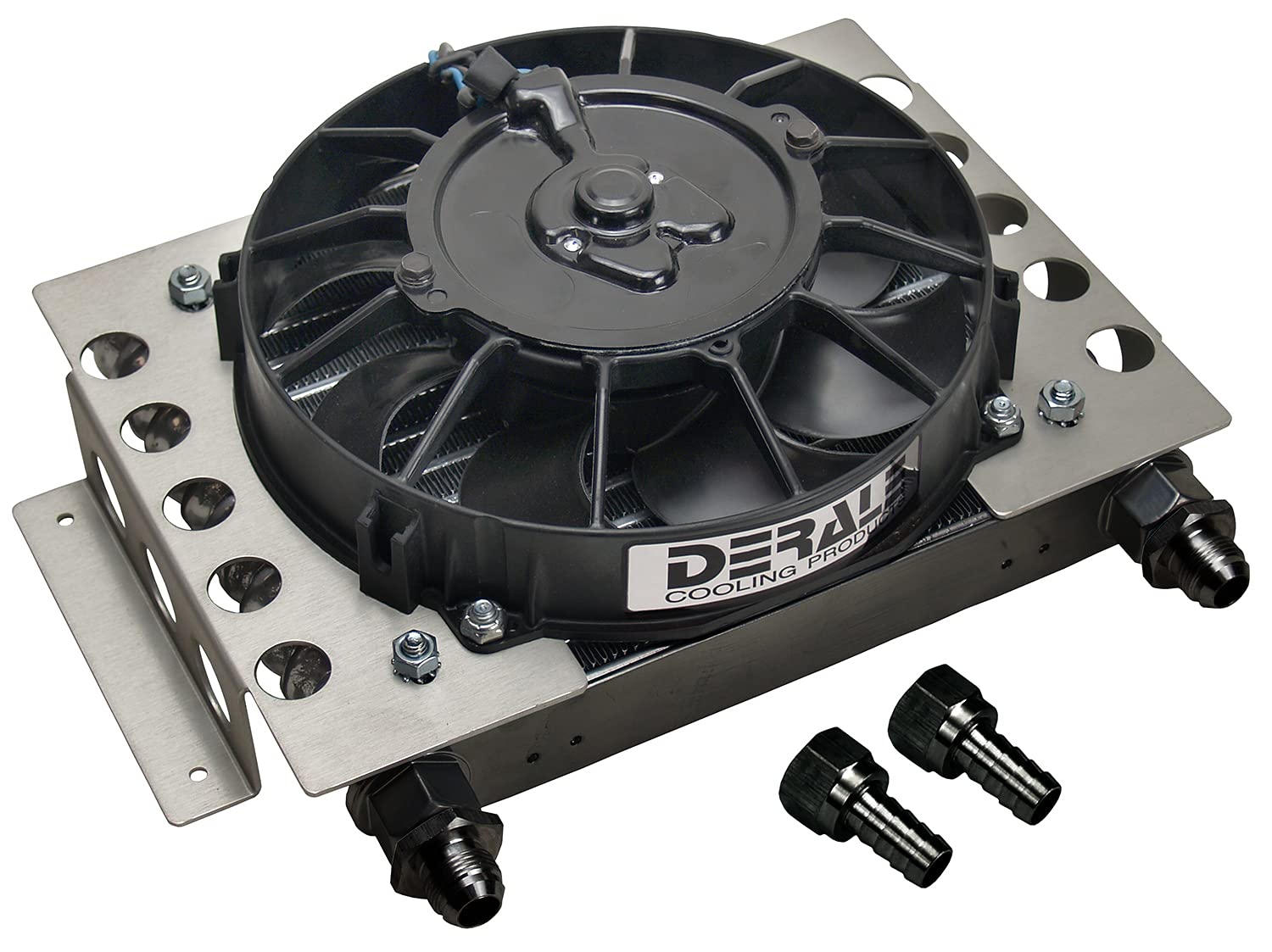 Derale 15850 Engine & Transmission Oil Cooler with Electric Fan - 30,000 GVW, 10