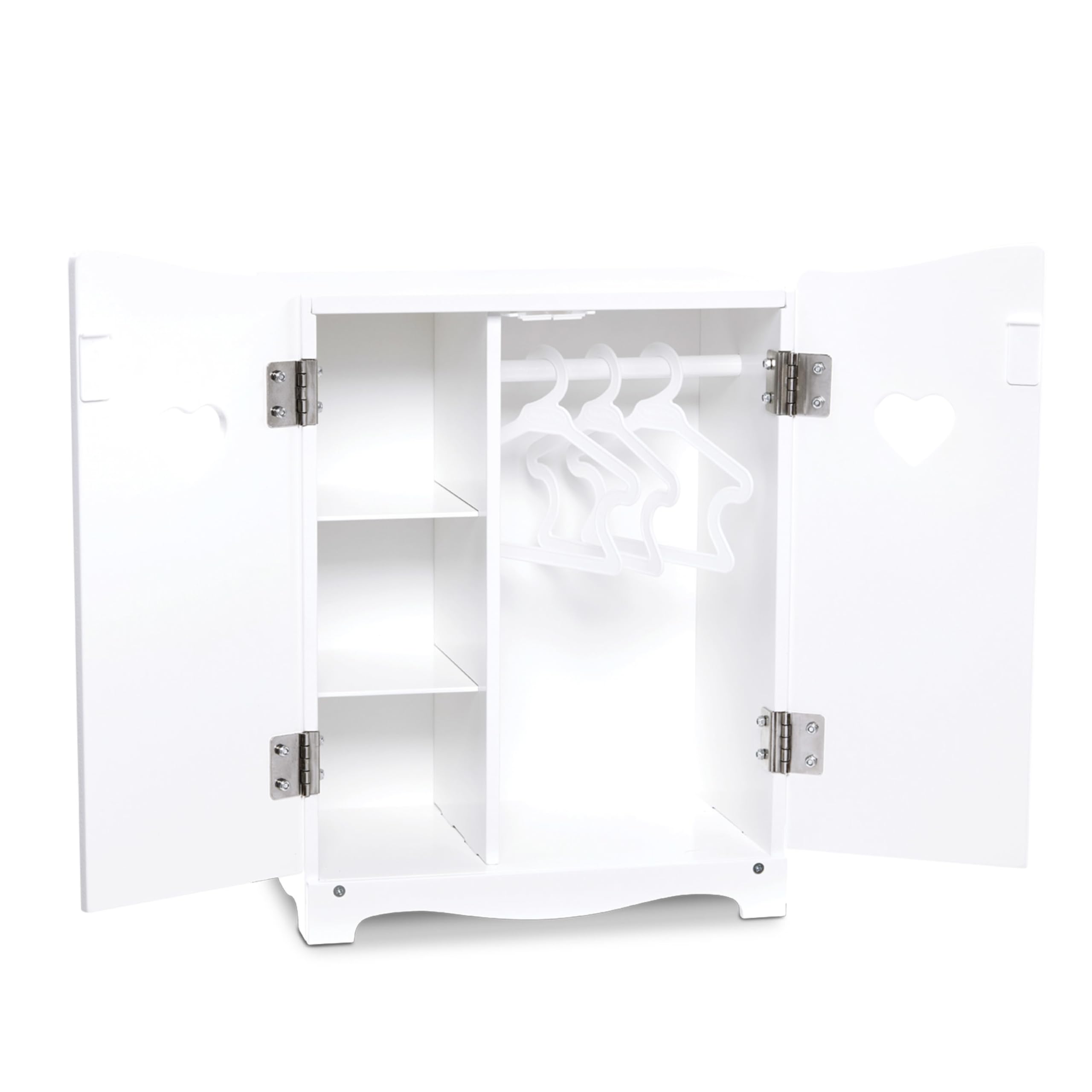 Melissa & Doug Wooden Doll Wardrobe - White Play Armoire for Dolls & Stuffed Animals (17.3