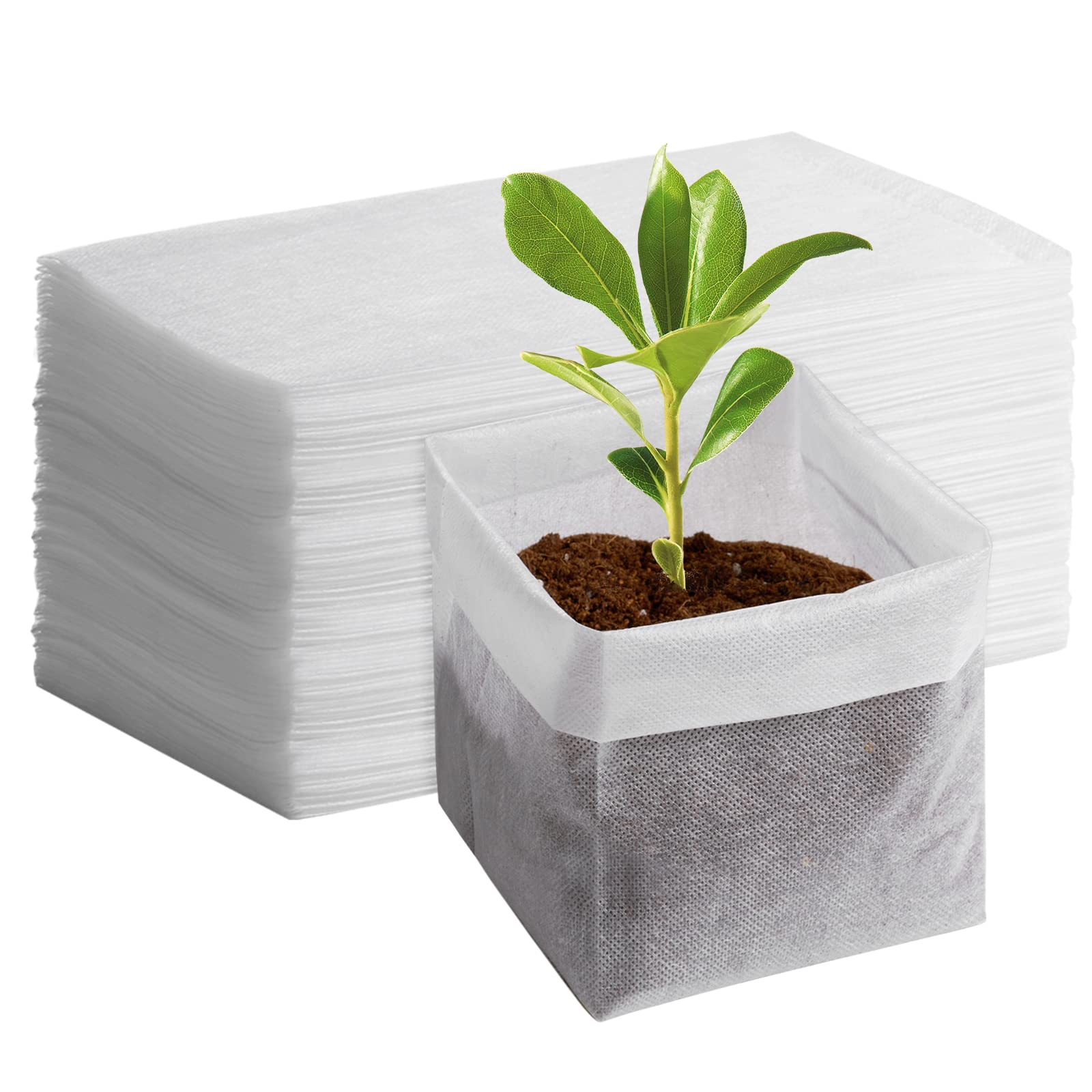 GREANER 100pcs Biodegradable Nursery Bags - 9x9 Inch Non-Woven Fabric Grow Bags for Seed Planting | Thickened Plant Pouches, Flower Seedling Starter Containers | Ideal for Gardening, Greenhouses & Home Planting Projects