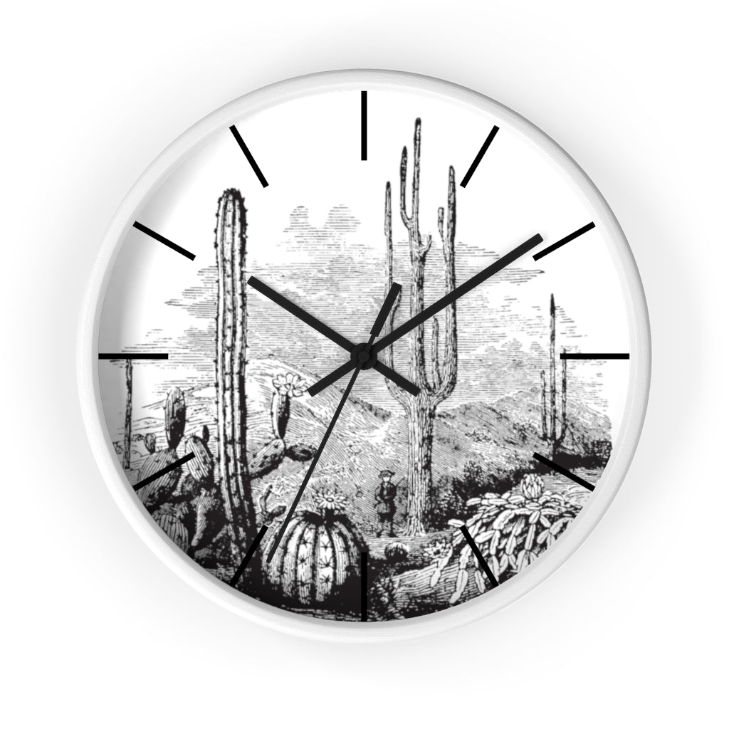 Stylish Midwest Desert Theme Wooden Wall Clock - Perfect for Home, Office & Farmhouse Decor | Silent Non-Ticking Wall Art for Living Room, Bedroom & Kitchen