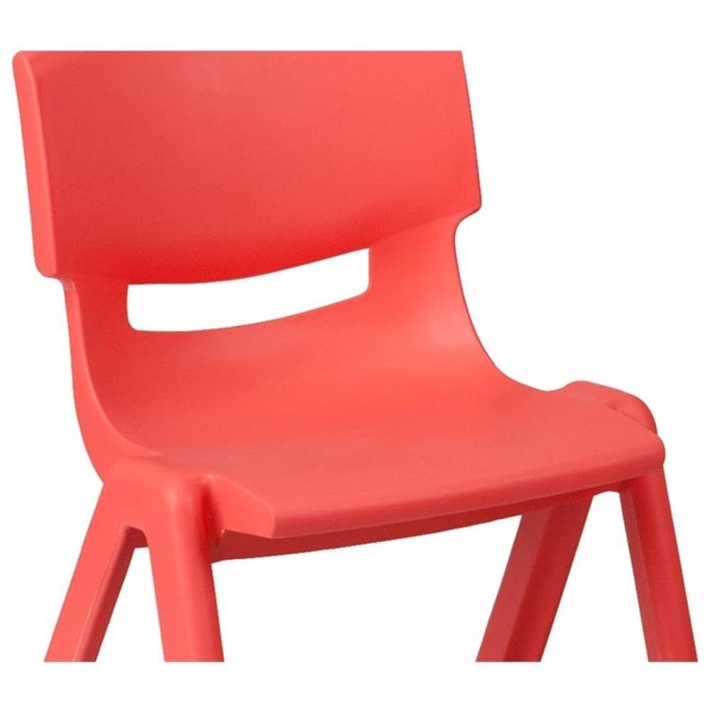 BOWERY HILL Kids Plastic Activity Table and 6 Stacking Chairs Set - Red Color for Toddlers & Children | Perfect for Playroom, Classroom, Daycare, and Home Learning Activities