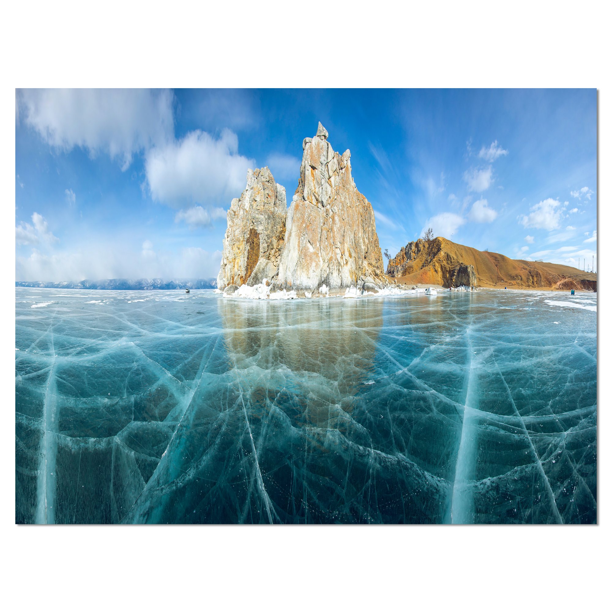 Stunning Lake Baikal Ice & Rocks Panoramic Canvas Print - Large Seascape Wall Art for Living Room, Office & Bedroom Decor