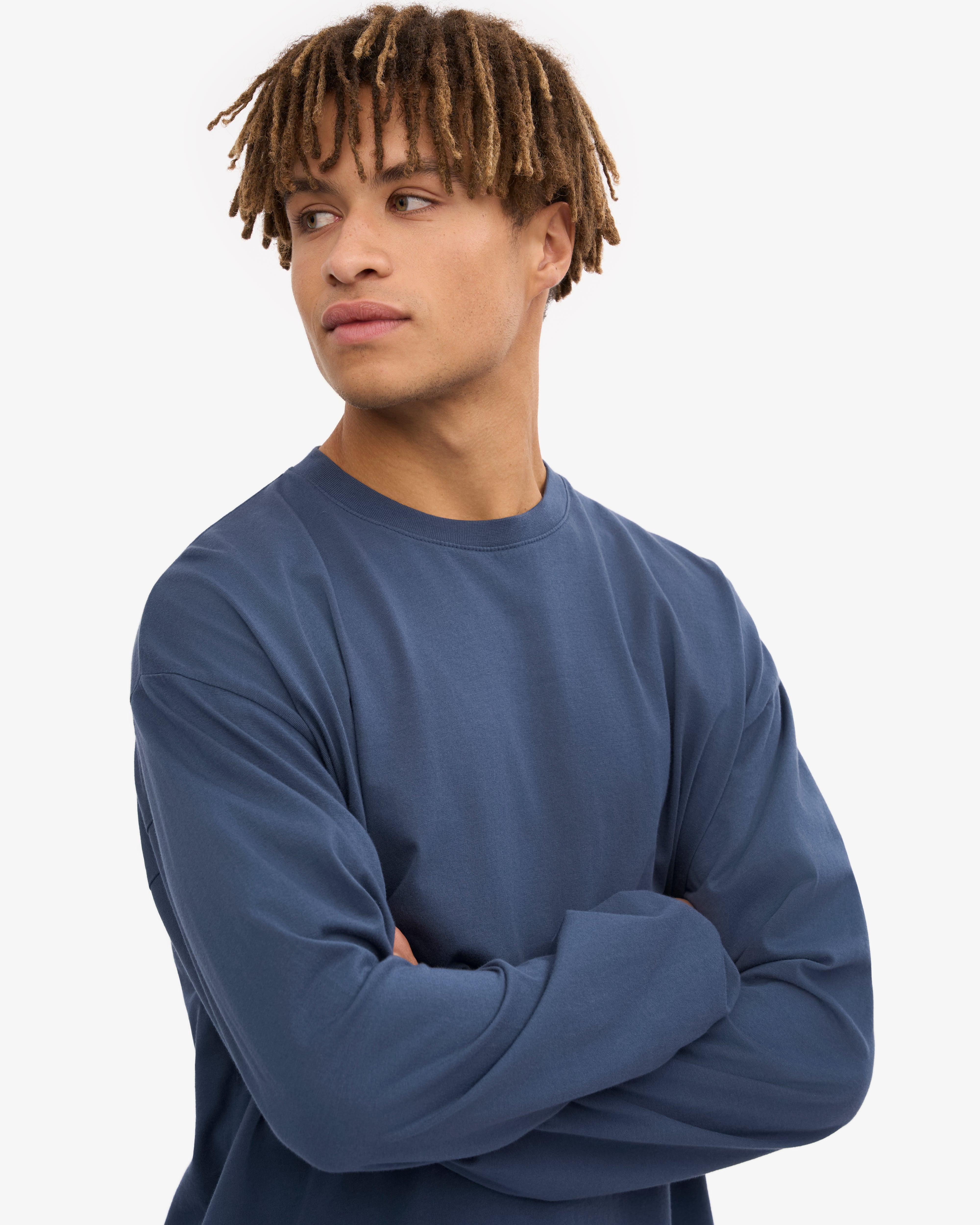 Organic Oversized Long Sleeve T-Shirt for Women - Petrol Blue - Soft Cotton Comfort Fit - Perfect for Casual Wear, Layering & Street Style Fashion