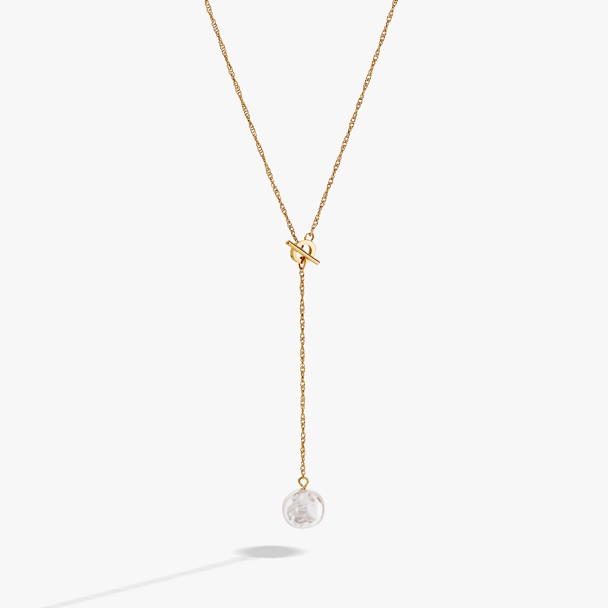 Elegant Coin Pearl Toggle Y Necklace for Women - Minimalist Dainty Jewelry Gift for Her - Perfect for Date Night & Special Occasions
