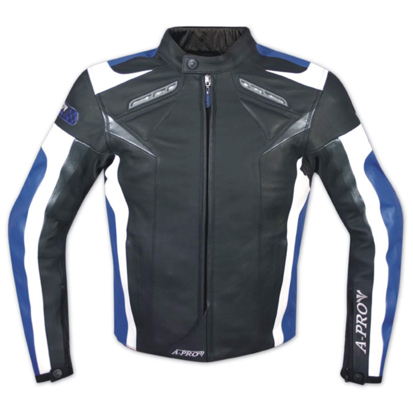 Men's CE Armored Blue Leather Motorcycle Jacket for Racing & Sport Riding - Durable Protection for Bikers & Commuters