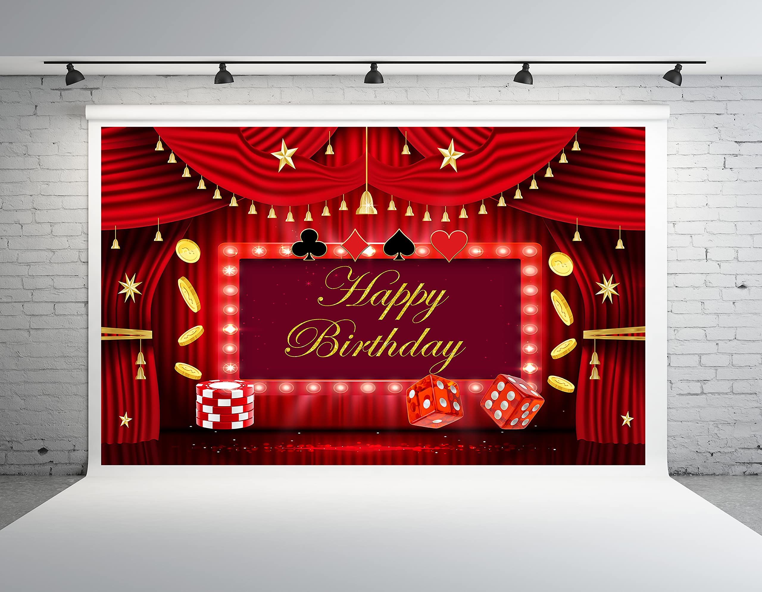 7x5FT Las Vegas Casino Party Backdrop - Poker Theme Vinyl Photography Background for Birthday, Dance & Casino Night Events - Cake Table Decoration & Photo Booth Props (DLA18) | Perfect for Casino-Themed Parties, Nightclub Events & VIP Celebrations