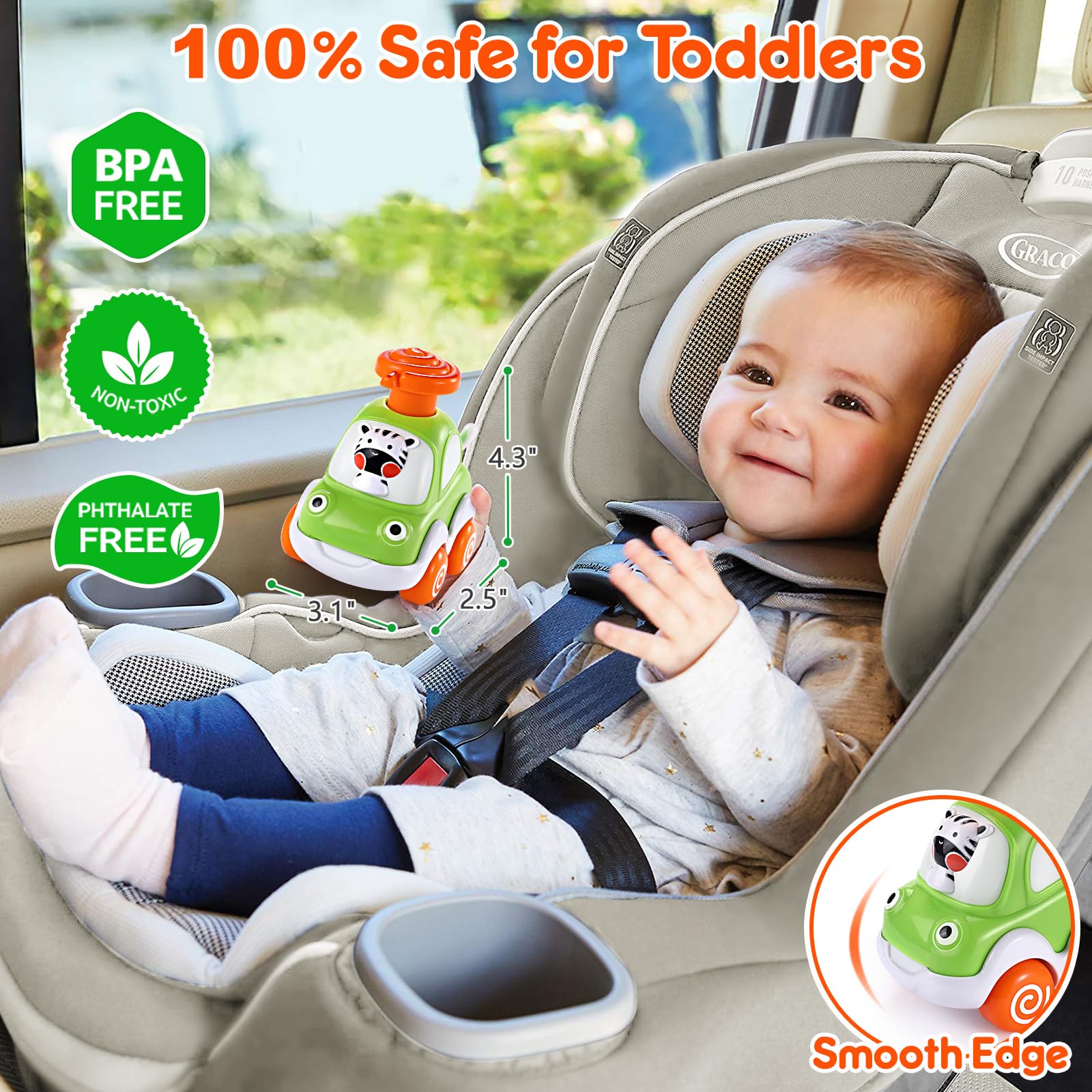 Best Press and Go Toy Cars for Toddlers 1-3 Years Old - Fun Baby Toys for 12-18 Months - Perfect 1st Birthday Gift for Boys & Girls - Great for Playtime, Learning & Early Development