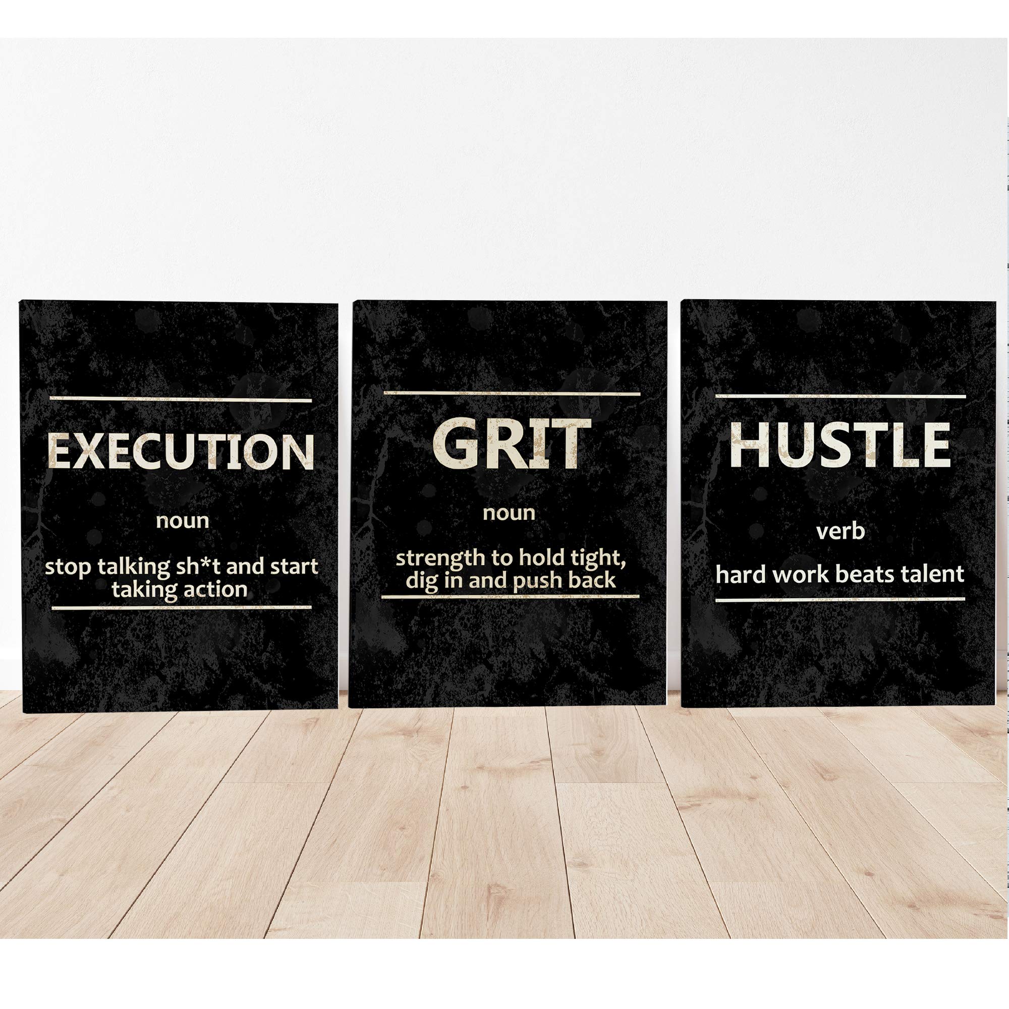 GRIT Hustle Execution Motivational Wall Art Canvas Print - Inspirational Office Decor for Entrepreneurs & Business Professionals - Perfect for Home Office, Workspace & Corporate Environments