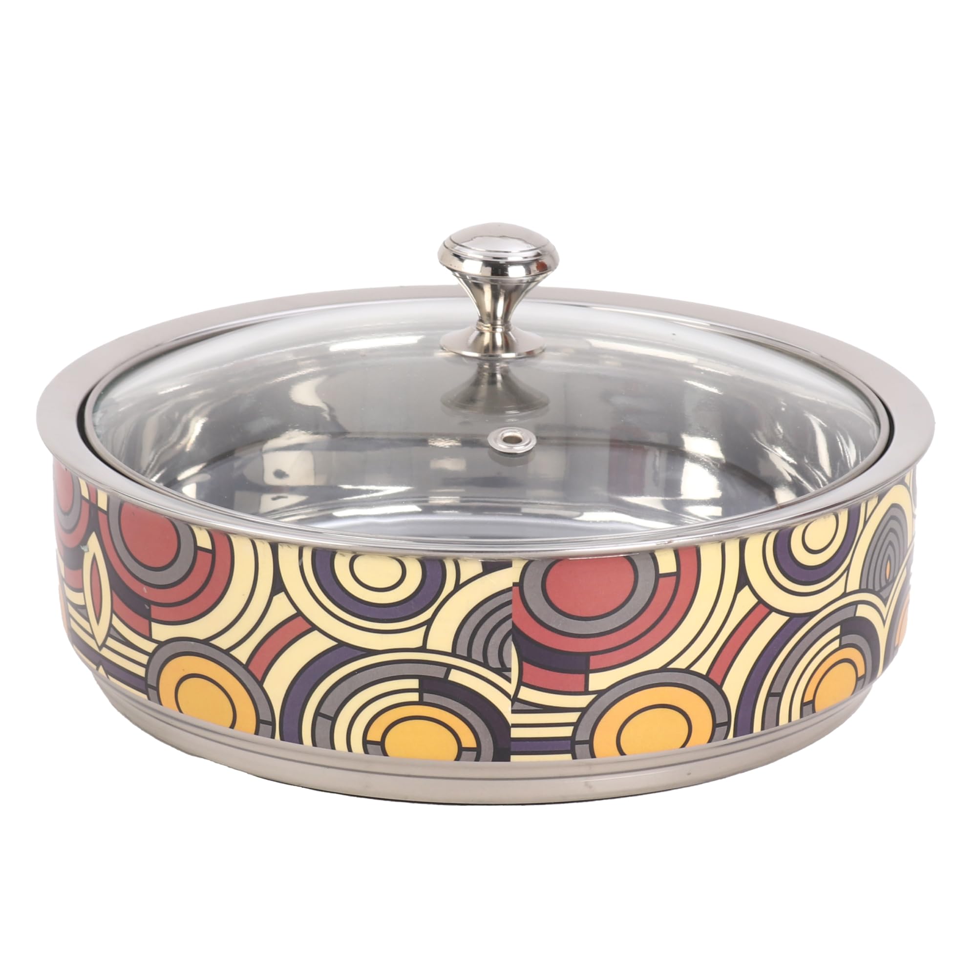 USHA SHRIRAM 1500ml Insulated Stainless Steel Roti Casserole - Hot Chapati Storage Box for Kitchen, Curry Serving Bowl Set - Perfect for Meal Prep, Picnics & Indian Food Presentation (Print 3)