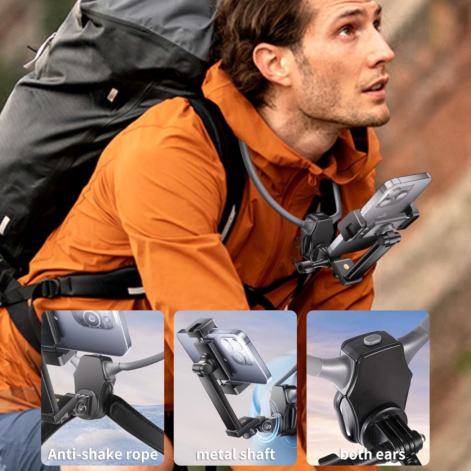 OBEST Neck Phone Holder with Chest Strap - Magsafe Compatible POV/Vlog Support for iPhone 15 14 13 Pro 12 Max - Perfect for Hands-Free Recording, Travel Vlogging & Outdoor Activities