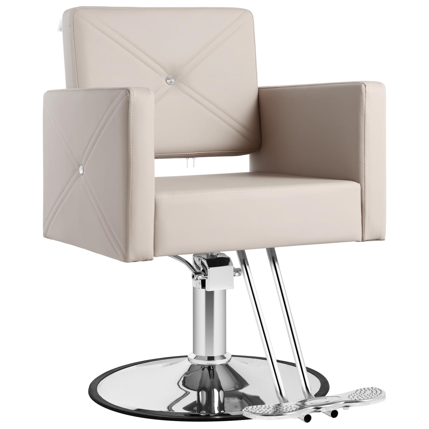 Professional Hydraulic Salon Chair for Hair Stylists & Barbers - Heavy Duty 360° Swivel with Locking Mechanism, Taupe Color - Perfect for Hair Salons, Barber Shops & Home Styling Stations