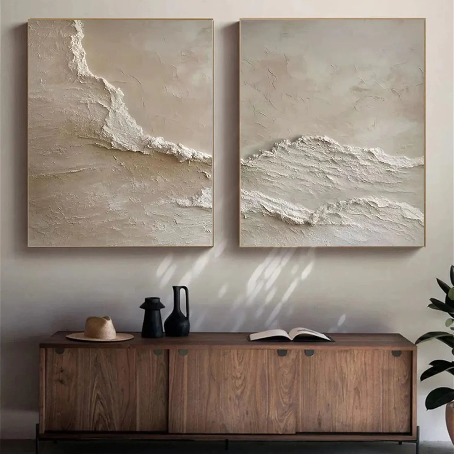 Ocean and Sky Wall Art Set of 2 - Modern Coastal Paintings for Living Room & Bedroom Decor | OS 220