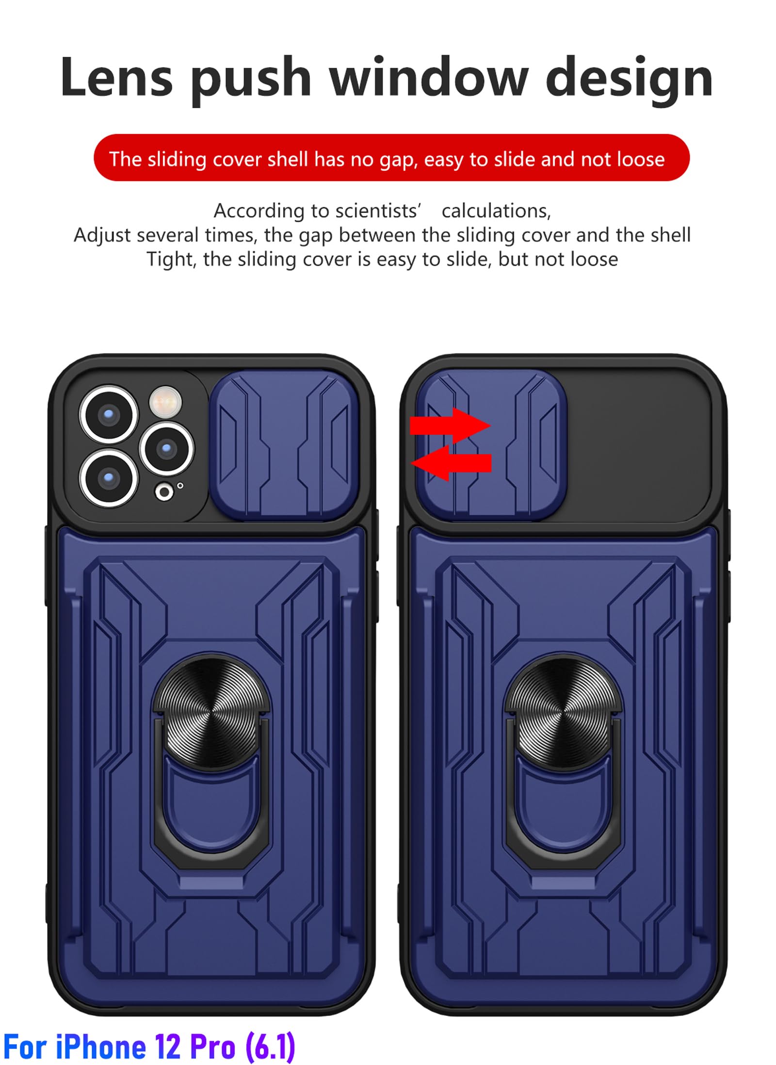 Premium iPhone 12 Pro Wallet Case with Sliding Credit Card Slot - Heavy Duty Dual Layer Protection & Shock-Absorbing Rubber Bumper - Perfect for Business Travel & Daily Use (6.1