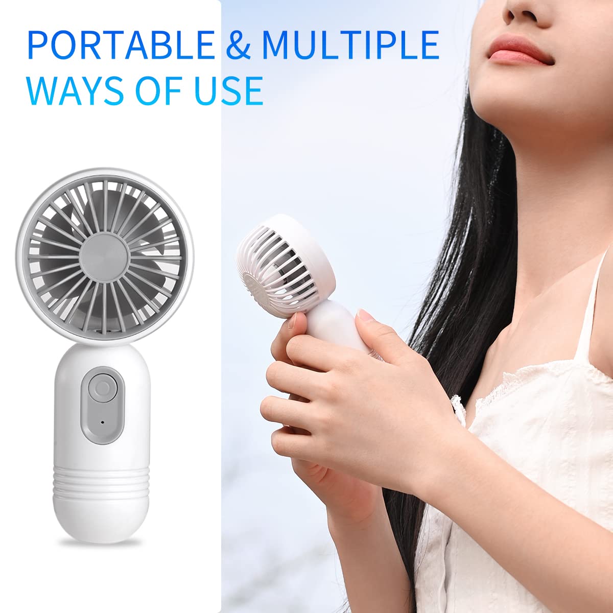VanSmaGo 3 Pack Portable Mini Handheld Fan - USB Rechargeable Personal Cooling Fan with 3 Speed Settings, Compact Travel Fan for Office, Gym, Outdoor Activities (Black/White/Pink)