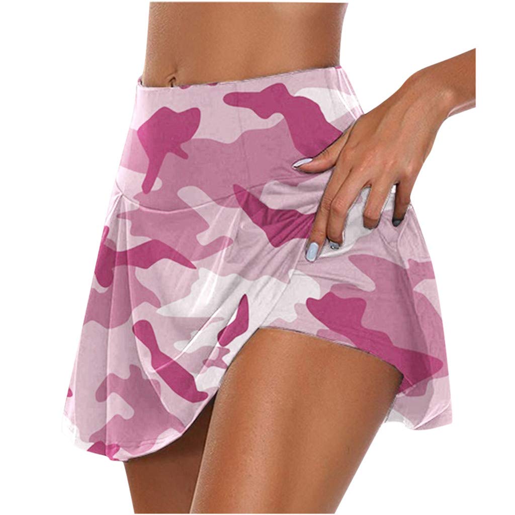 UOFOCO Women's Active Skort - Stretchy Athletic Pleated Tennis Skirt with Camouflage Print for Running, Golf & Workout | Gym, Yoga & Sports Shorts