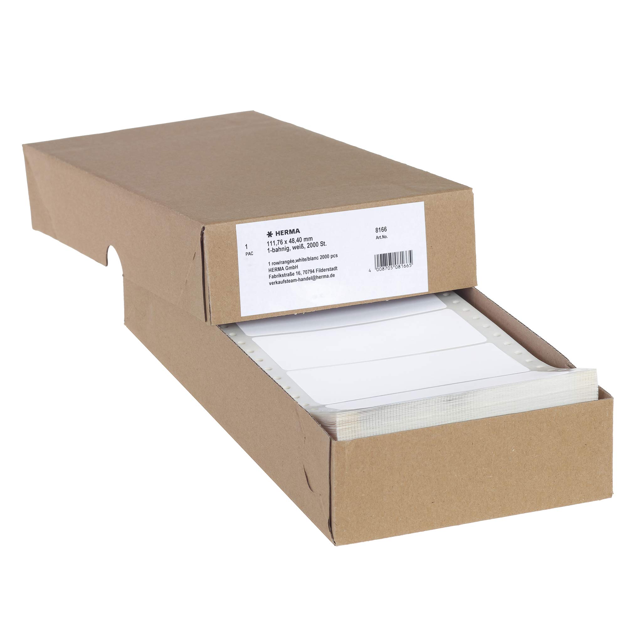 Herma 8166 Computer Labels - 2000 Sheets, 111.76 x 48.4mm, White Matte Paper for Laser/Inkjet Printers - Perfect for Office Filing, Shipping Labels & Product Packaging