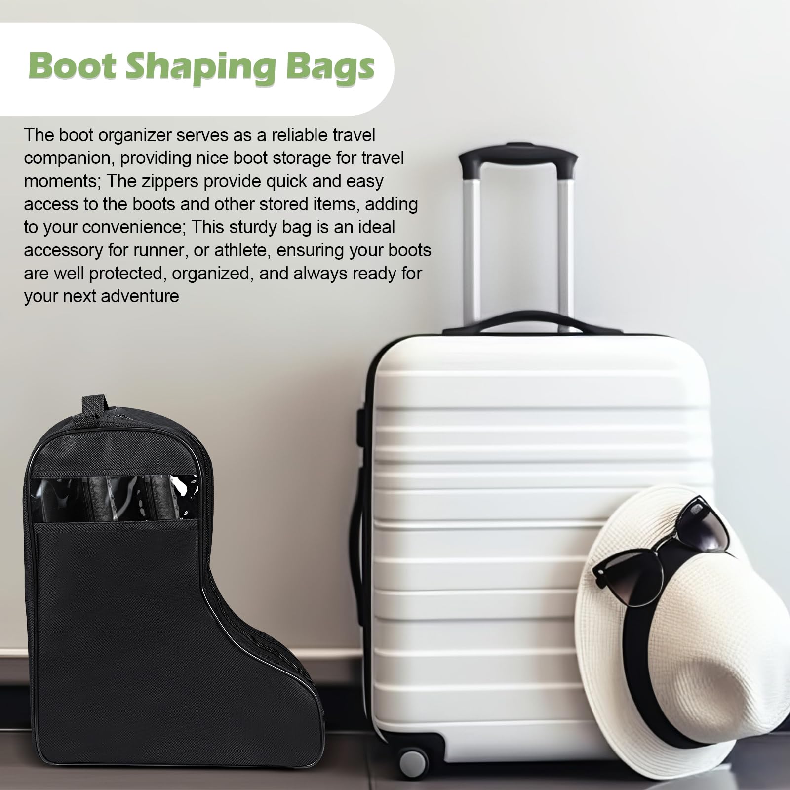 2 Pack Cowboy Boot Storage Bags - Portable Travel Shoe Organizer for Men's Tall Boots with Handles, Durable Black Shoe Protector for Home & Travel - Perfect for Road Trips, Camping & Western Events