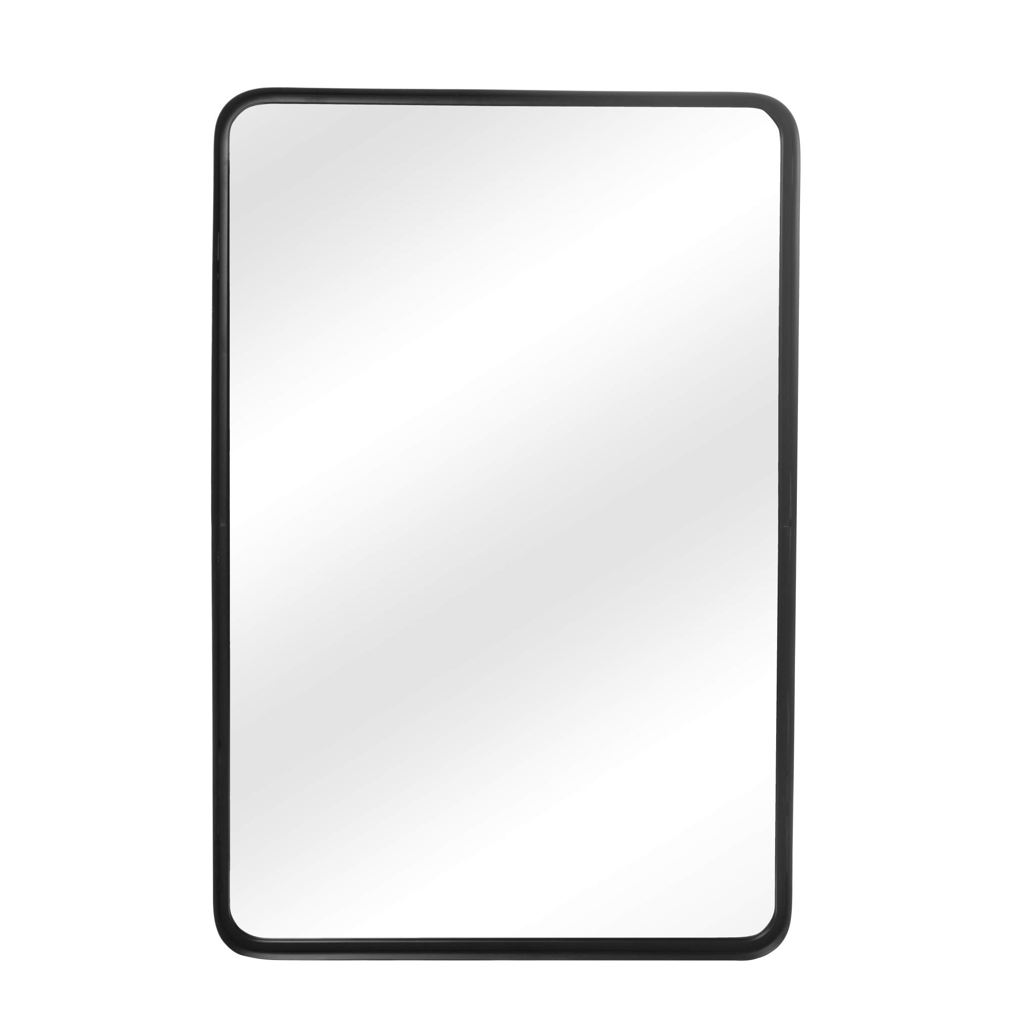 LuuLake 36x24 Inch Black Rectangle Metal Frame Wall Mirror - Modern Bathroom, Bedroom, or Entryway Decor
