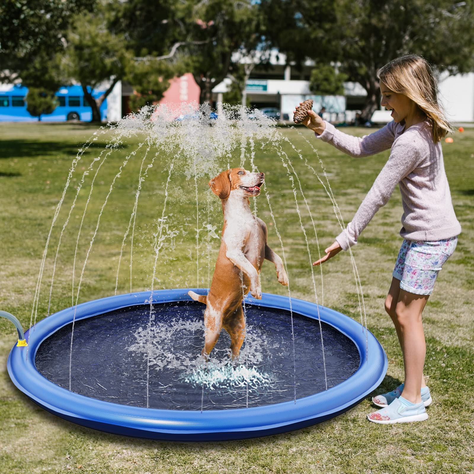 Non-Slip Thickened Splash Pad for Small Dogs - Durable Outdoor Pet Sprinkler Pool, Summer Water Play Mat & Backyard Fountain Toy for Puppies, Perfect for Gardens, Patios, and Pet Playdates