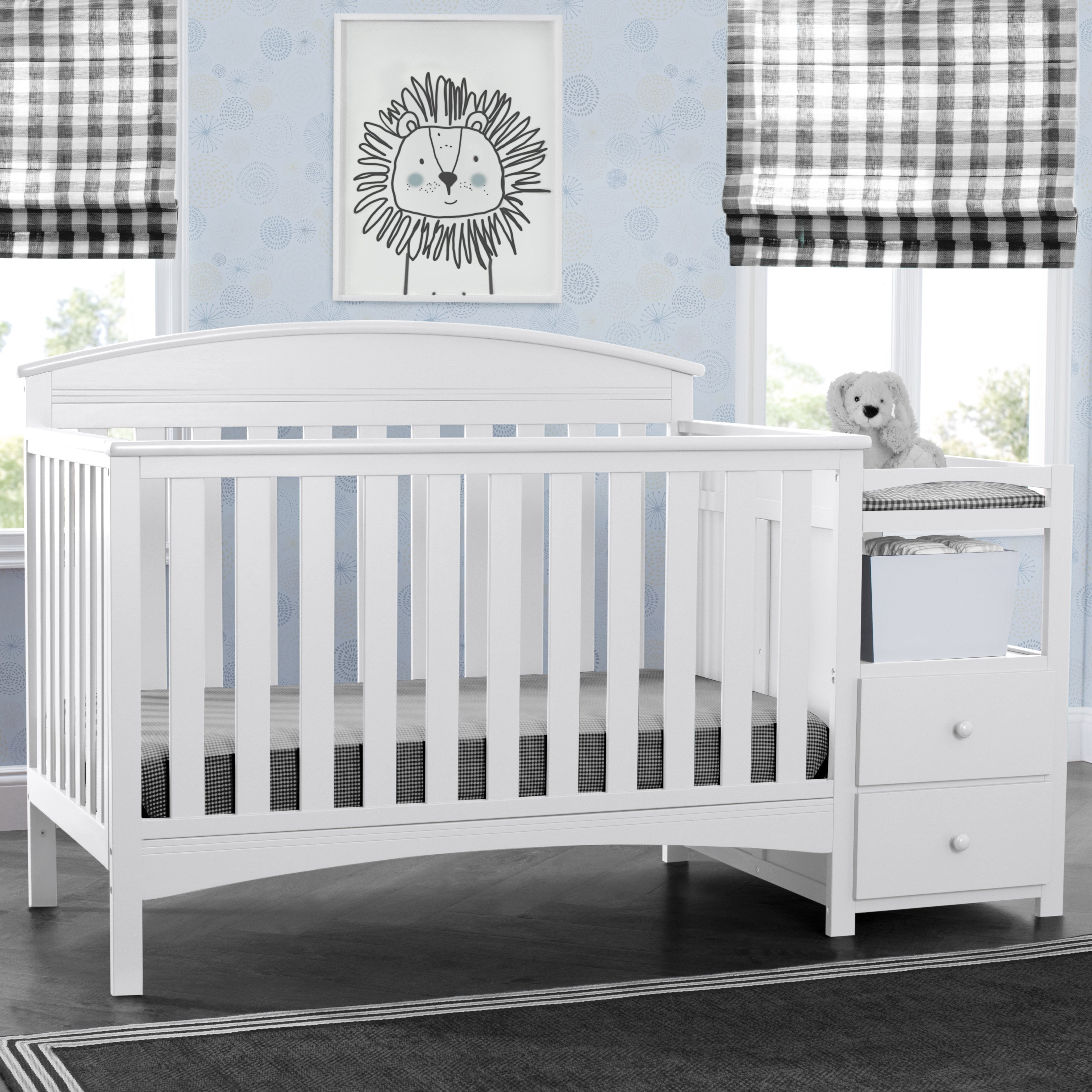 Abby Convertible Baby Crib with Changing Table - 3-in-1 Nursery Furniture for Newborns & Toddlers - Perfect for Small Spaces & Modern Nurseries