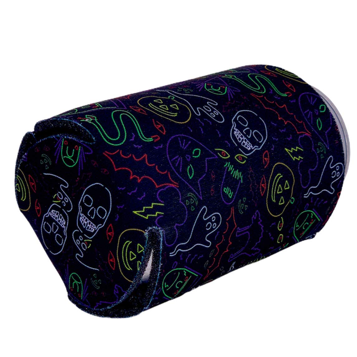 Halloween Neon Pattern Collapsible Can Cooler - Insulated Beer Sleeve for Halloween Parties, Tailgating & Outdoor Events (1 Pack)