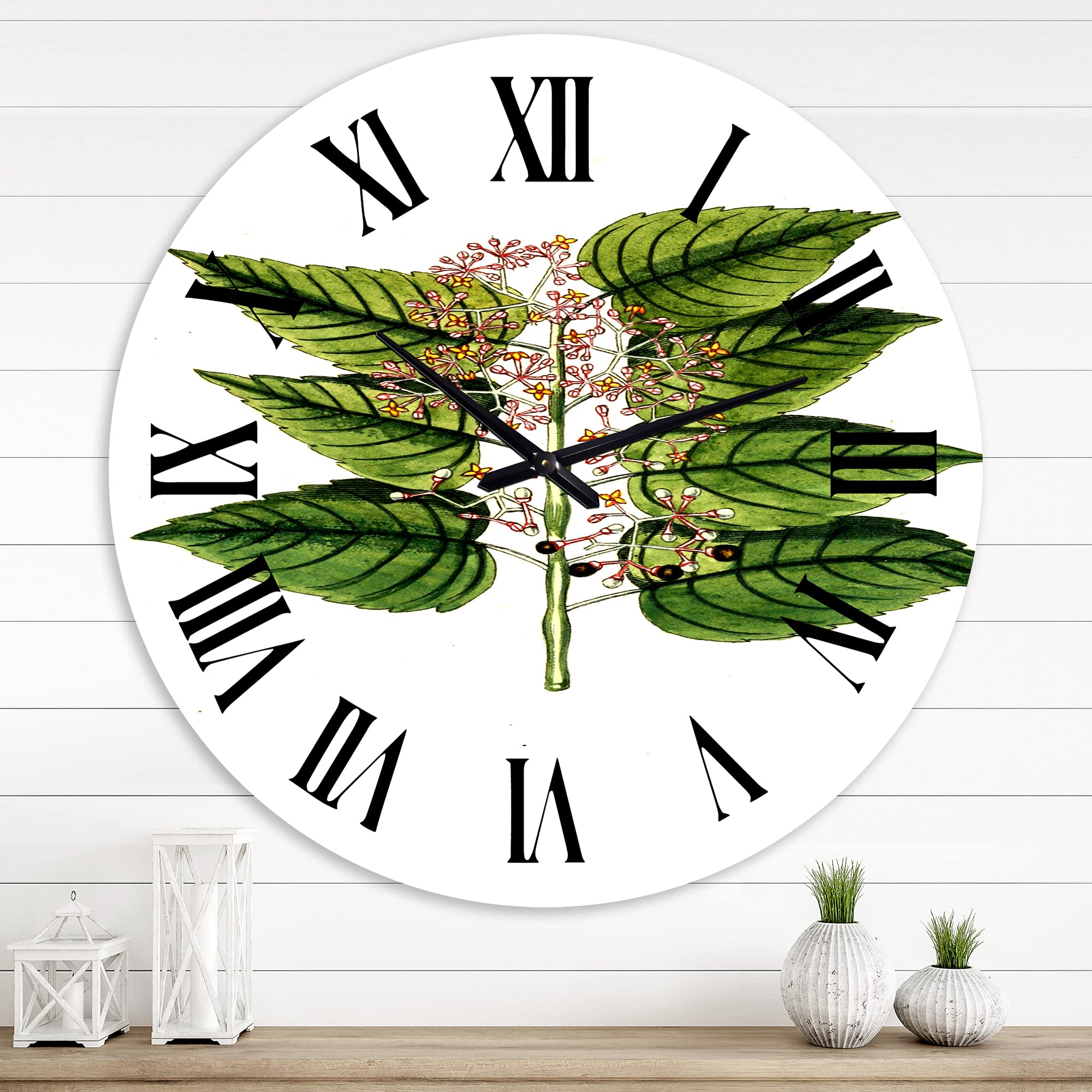 Vintage Floral Wall Clock - Large Traditional Botanical Clock for Home & Bedroom Decor | Perfect for Living Room, Office & Farmhouse Style Interiors