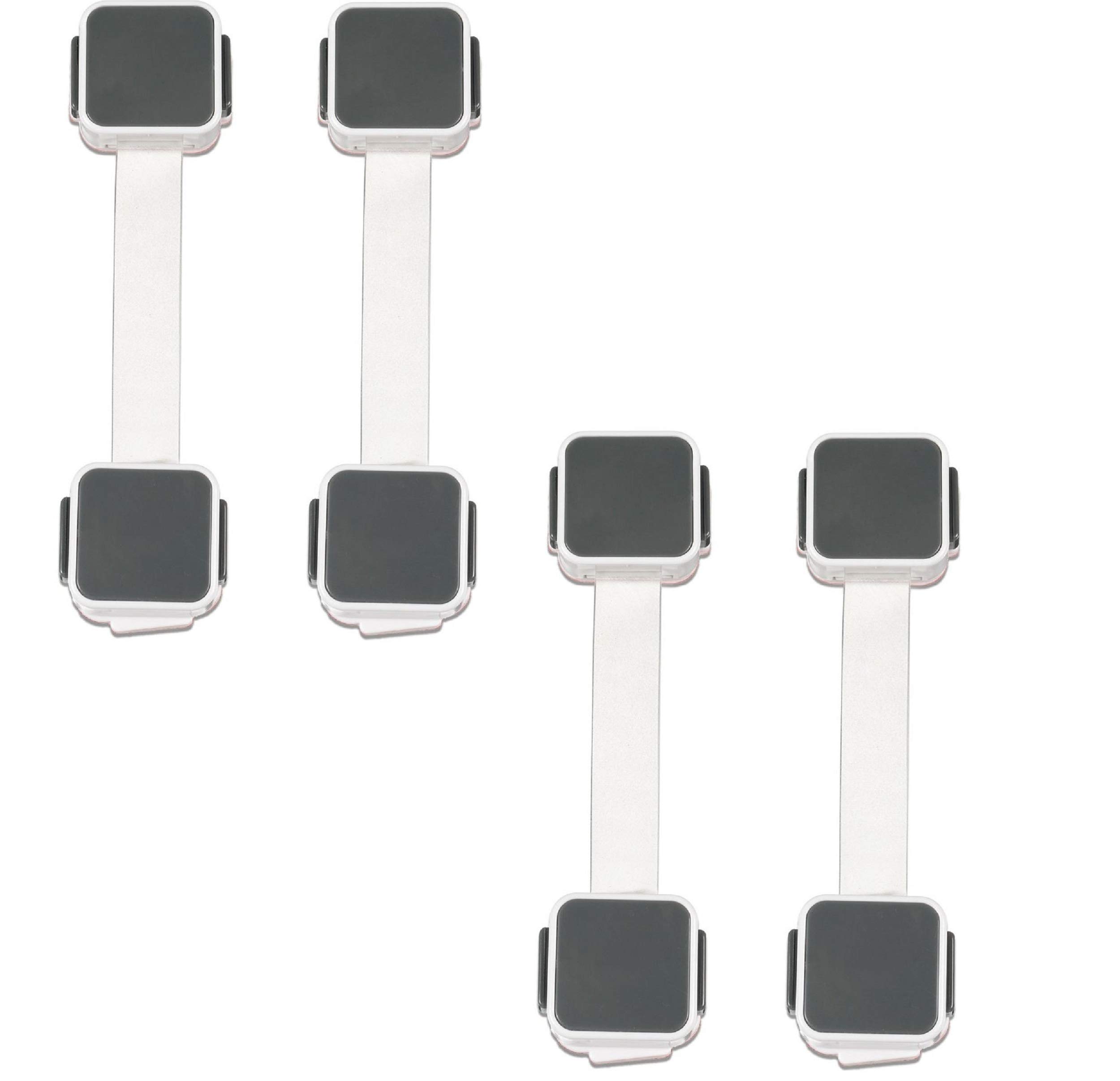 Munchkin XTRAGUARD 2-Pack Dual Action Multi-Use Cabinet Latches (8 Total) - Child Safety Locks for Kitchen, Bathroom & Nursery Cabinets