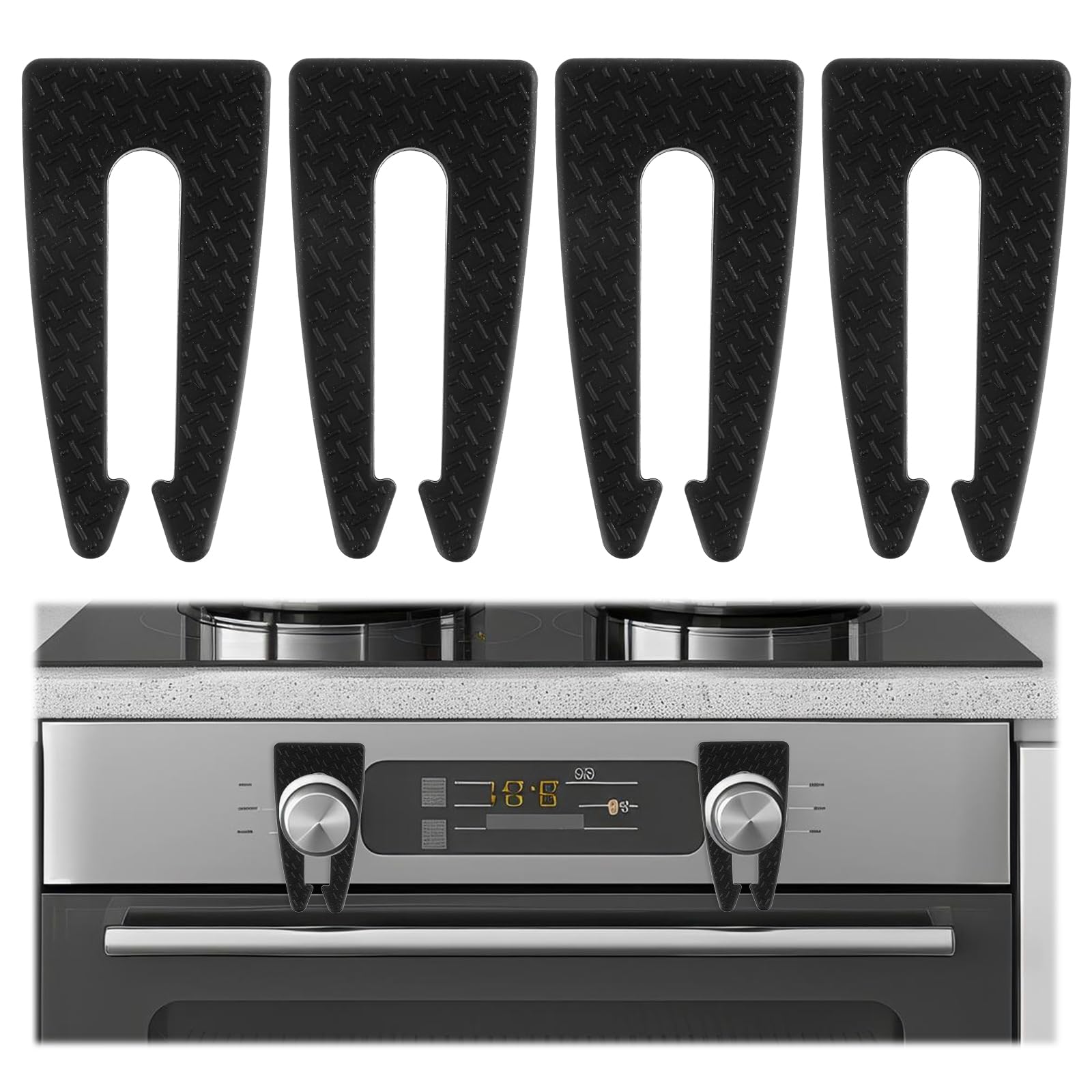 4 Pack Universal Silicone Gas Stove Knob Covers - Childproof Safety Locks for Oven & Stove Knobs - Prevent Kids & Pets from Turning On Gas or Electric Stoves - Ideal for Homes with Children & Seniors (Use in Kitchens, RVs, Campers)