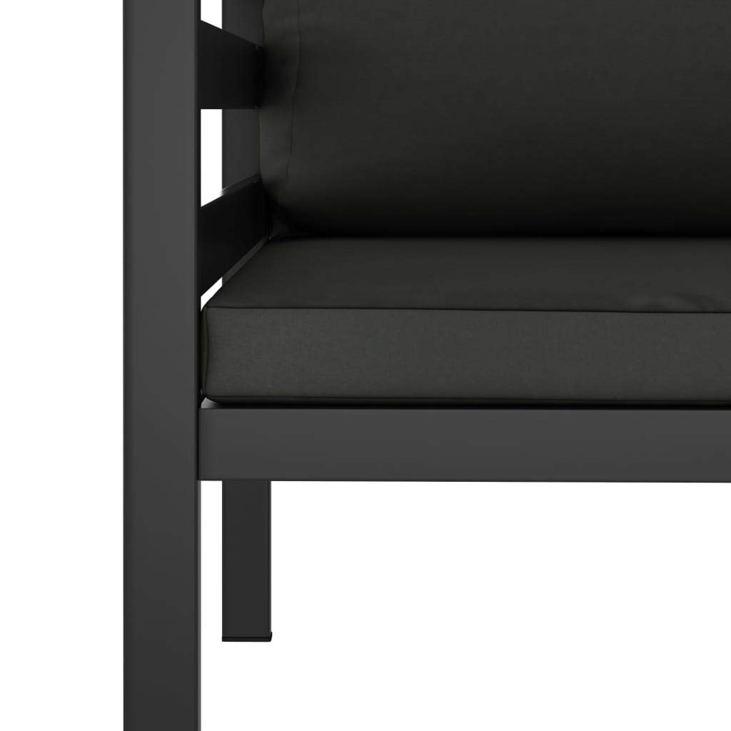 vidaXL Aluminum Single Sofa with Cushions - Lightweight Weather-Resistant Patio Sofa for Indoor & Outdoor Use - Modular Design for Versatile Configurations - Perfect for Garden, Balcony, Poolside or Living Room Relaxation