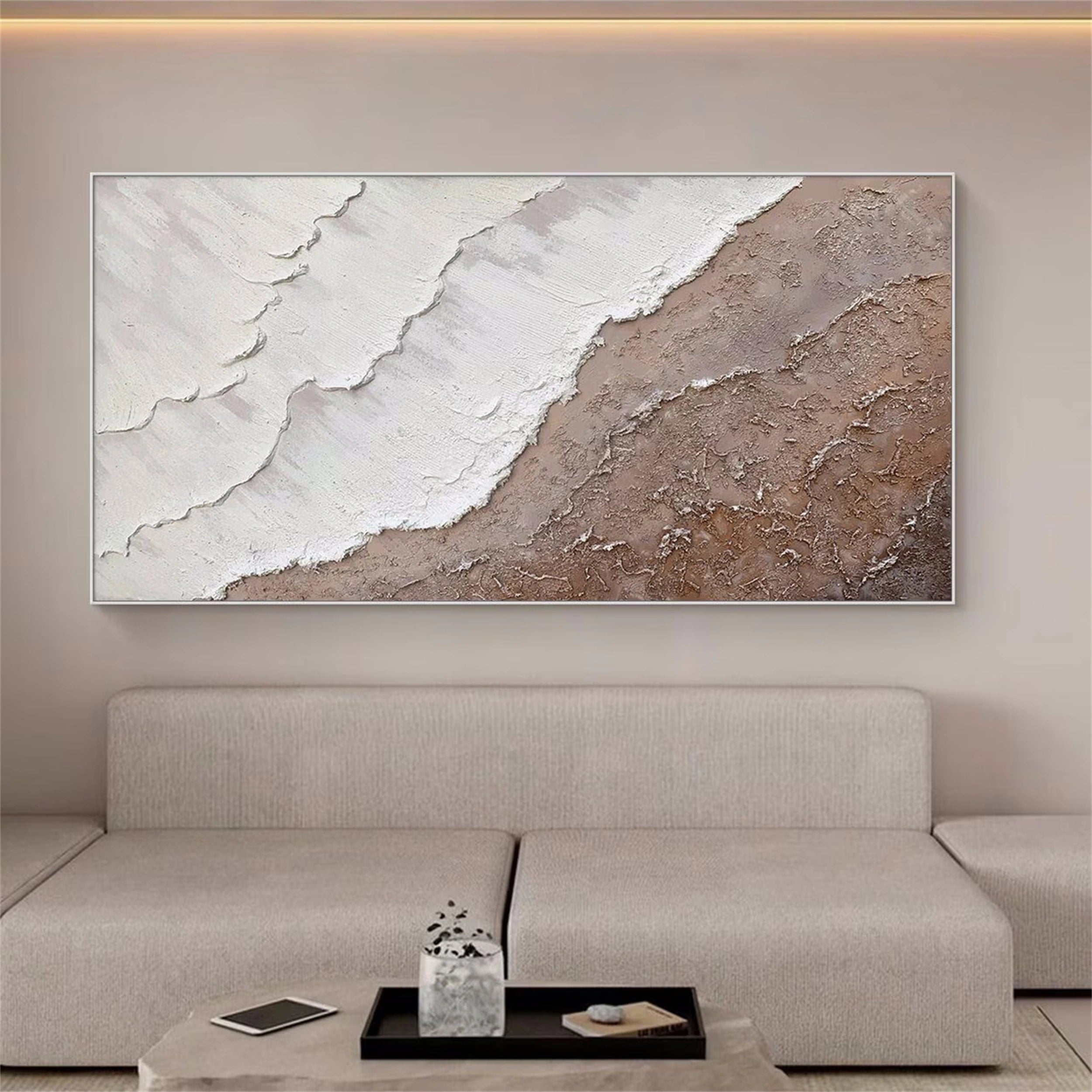 Ocean and Sky Painting #OS 104 - Handmade Canvas Wall Art for Home Decor, Office & Living Room - Serene Seascape Landscape Artwork