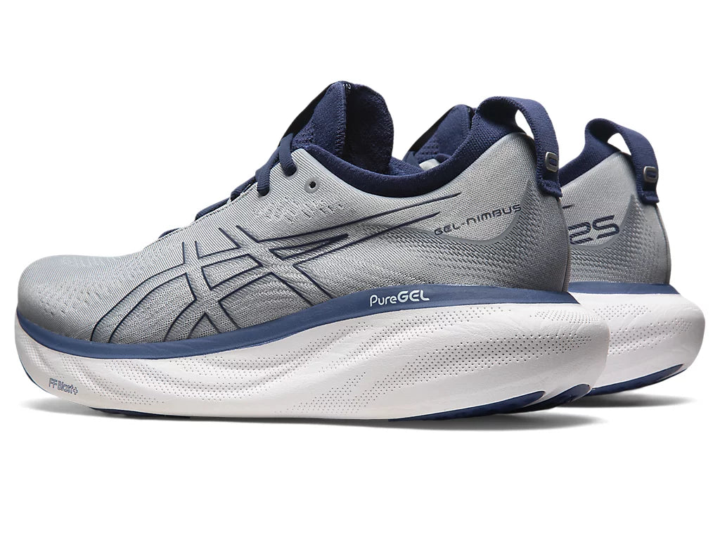 Asics Men's GEL-NIMBUS 25 Running Shoes - Sheet Rock/Indigo Blue - Premium Cushioned Road Running Sneakers for Men - Perfect for Long Distance Running, Jogging & Gym Workouts
