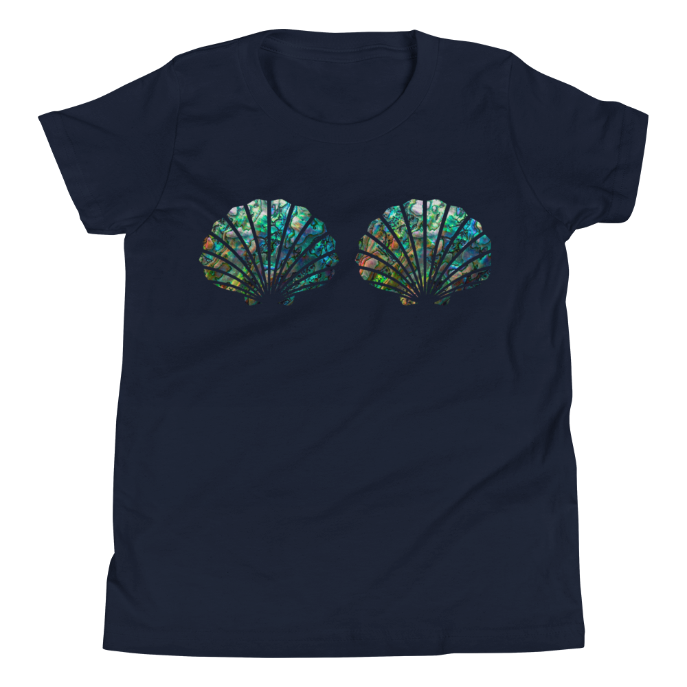 Kids' Abalone Mermaid & Merman Shell Print T-Shirt - Perfect for Beach Vacations & Summer Playdates