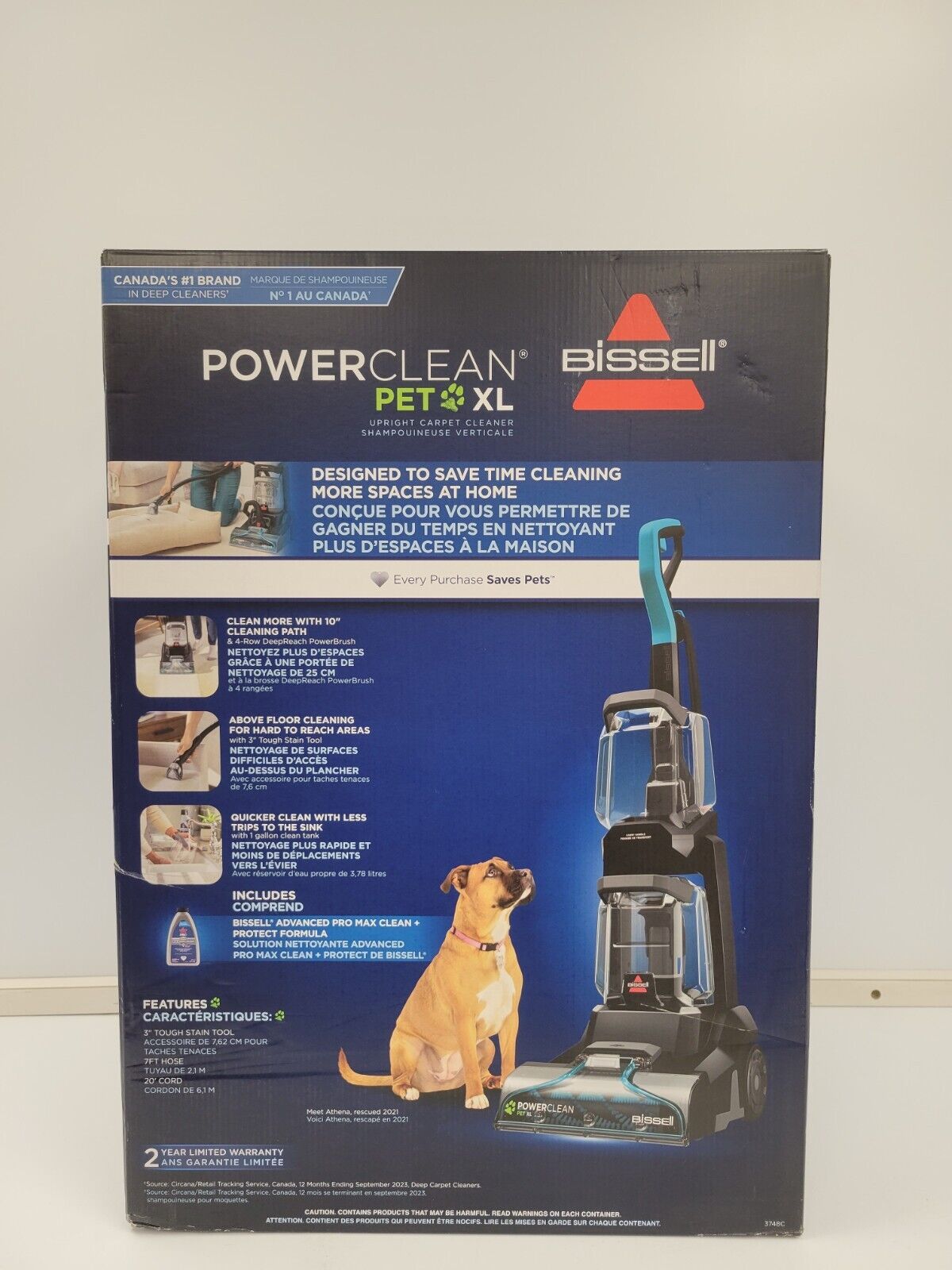 Bissell PowerClean Pet XL 3748 Series Carpet Cleaner for Pet Hair & Stains - Heavy Duty Deep Cleaning for Carpets, Upholstery & Stairs - Ideal for Pet Owners & Home Cleaning