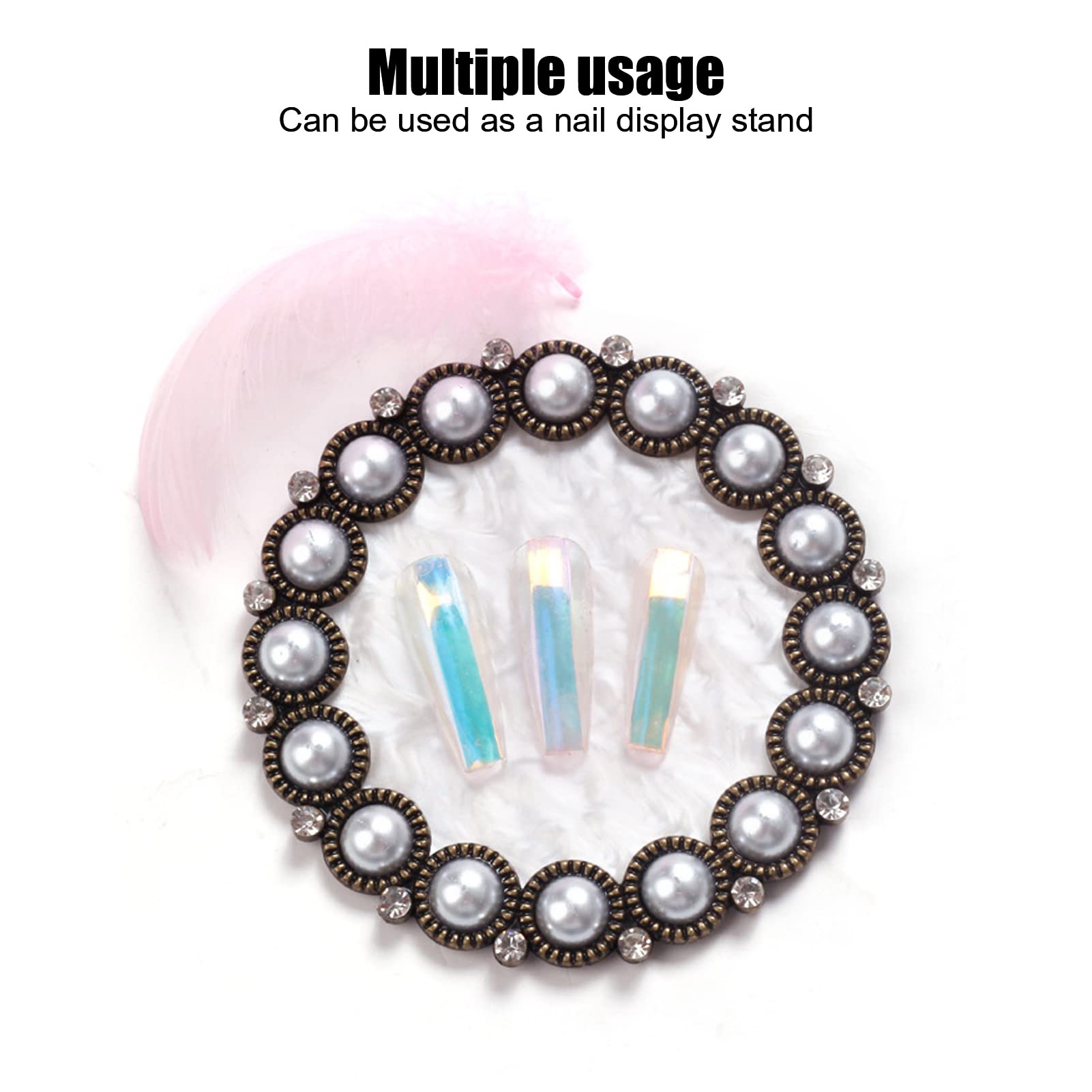 Ubersweet® Nail Art Palette Set - Professional Manicure Display Board & Mixing Tools for Nail Salon & Home Use | Includes Nail Holder, Tips Plate & Stand (Copper White Background) | Perfect for DIY Nail Designs, Salon Displays & Nail Art Practice