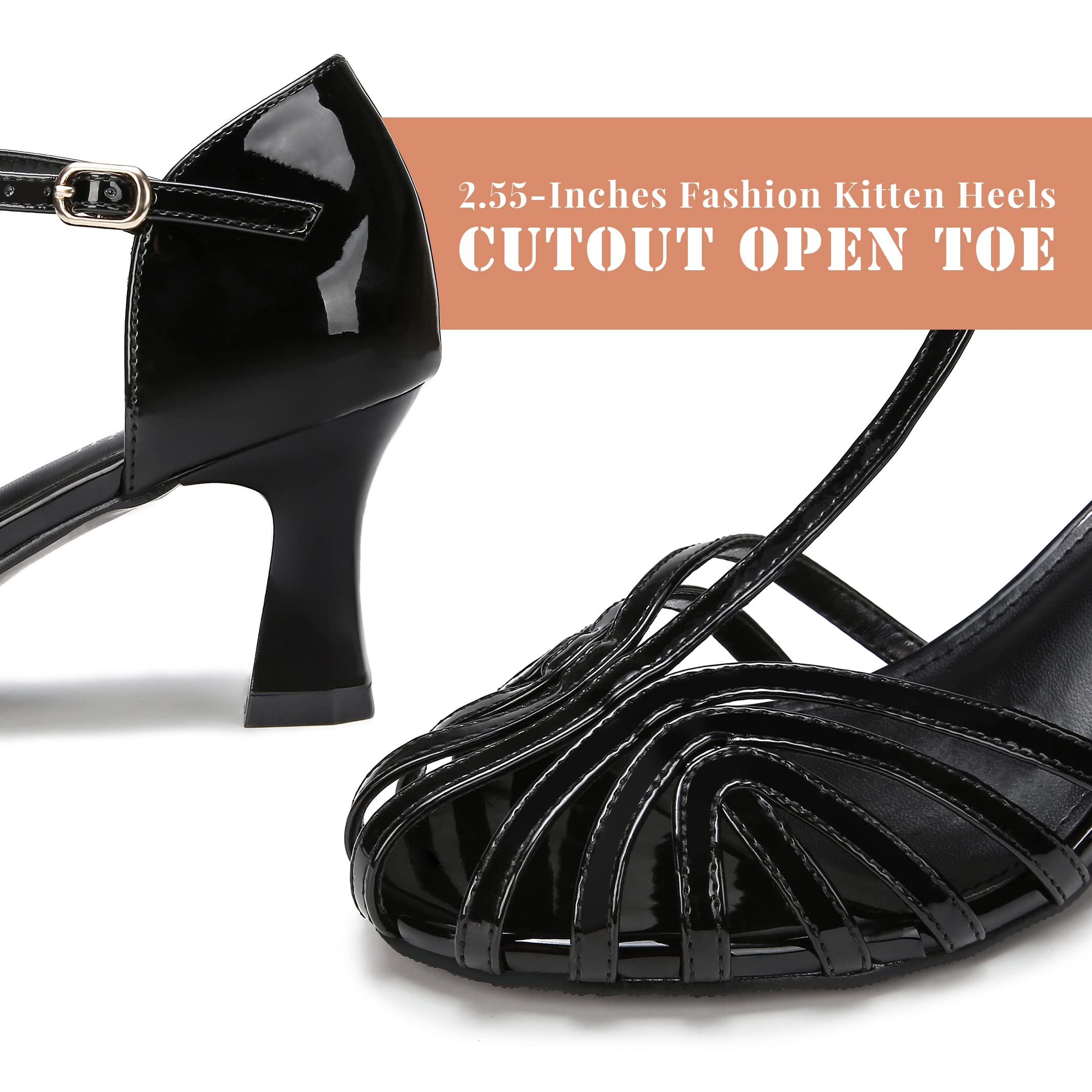 Best Latin Dance Shoes for Women - Ballroom & Salsa Dancing Shoes with T-Strap & Closed Toe - Shiny Patent Leather Prom Shoes for Women - Perfect for Salsa, Bachata, Tango & Ballroom Dance Competitions