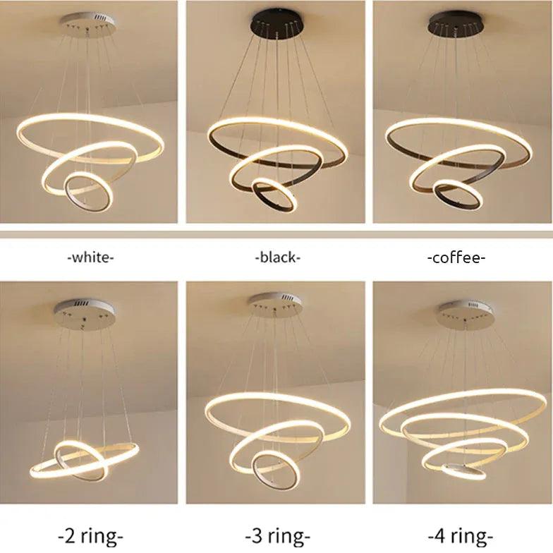 Modern Ring Shaped LED Pendant Light - Sleek Contemporary Ceiling Lighting for Dining Room, Kitchen, or Bedroom Decor