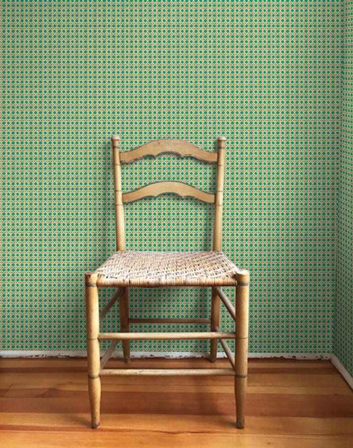 Wallshoppe Faux Caning Wallpaper - Emerald Green Peel and Stick Wallpaper for Bedroom, Living Room, and Bathroom Decor