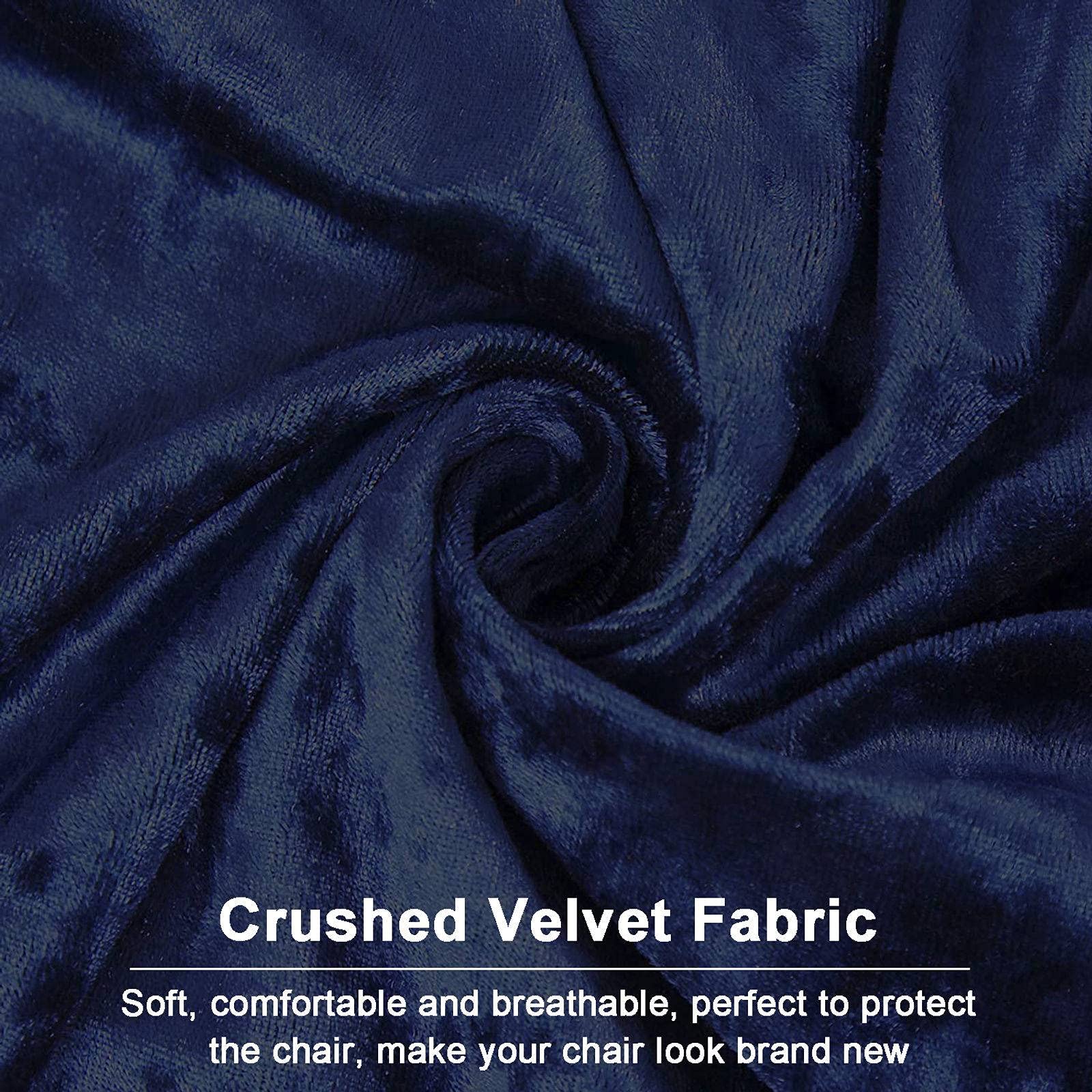 Stretch Velvet Dining Chair Covers - Washable & Removable for Home Decor - Navy (Set of 2)