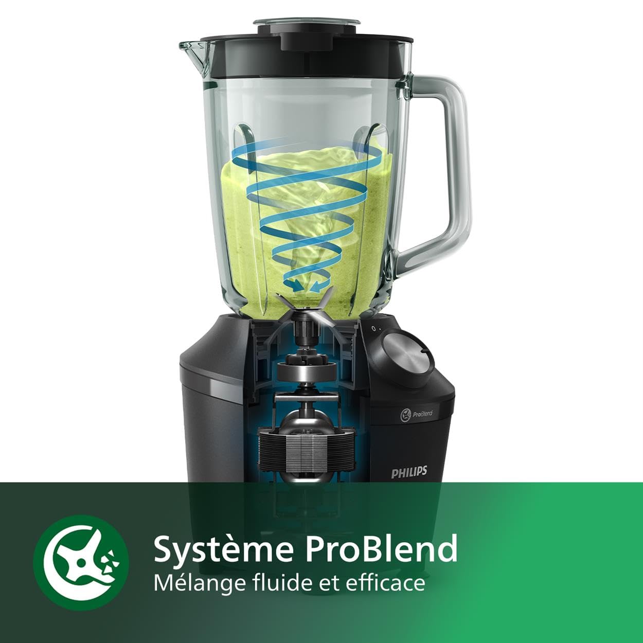 Philips 3000 Series Blender with ProBlend Crush Technology - 600W Motor, 2L (1.25L Effective) Capacity, 2 Speed Settings & Pulse Function (HR2291/41) - Perfect for Smoothies, Soups & Ice Crushing at Home