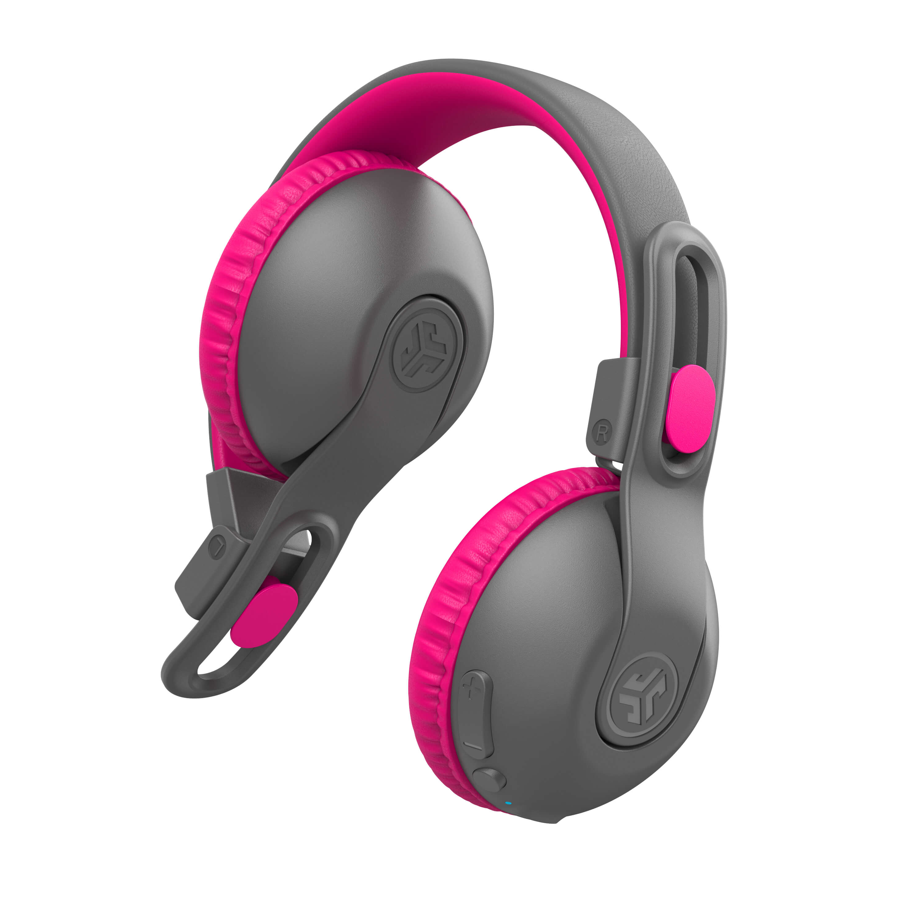 JBuddies Studio 2 Wireless Kids Headphones - Pink & Gray Noise Cancelling Headset for Children | Safe Volume Limit | Perfect for School, Travel & Online Learning