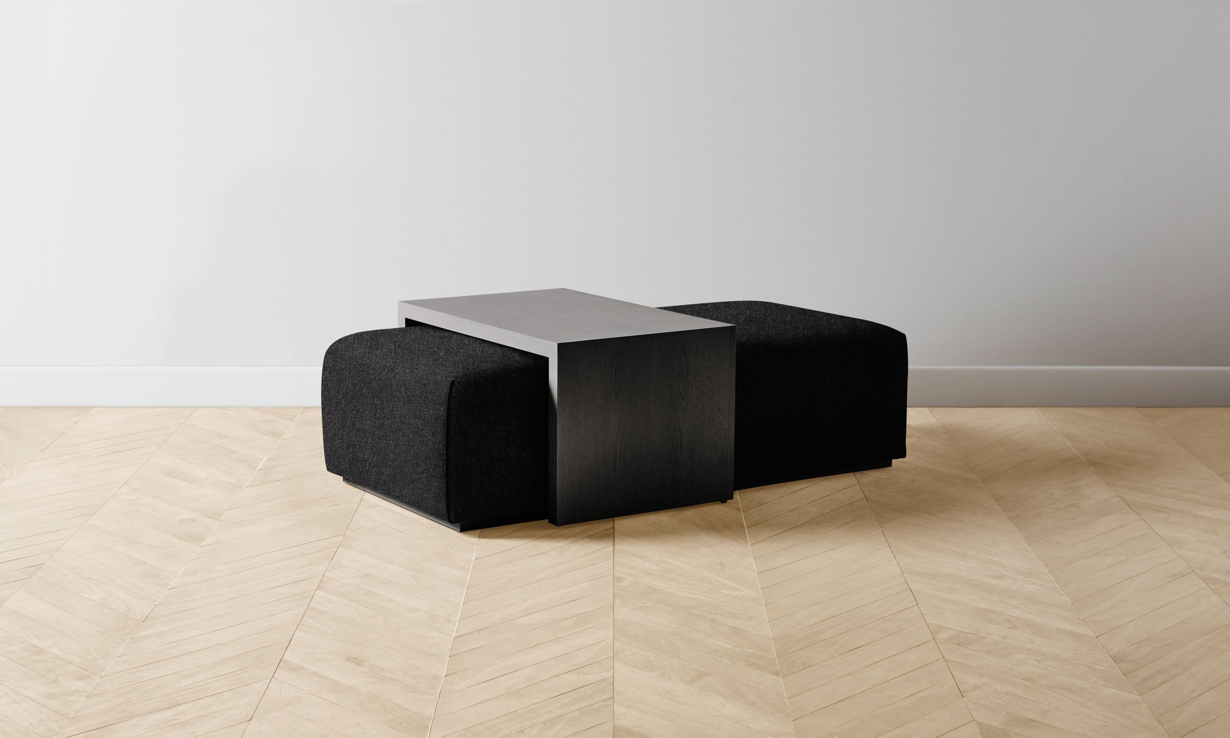 The Bowery Ottoman - Italian Brushed Wool Pepper Fabric - Perfect for Living Room, Bedroom & Office Seating
