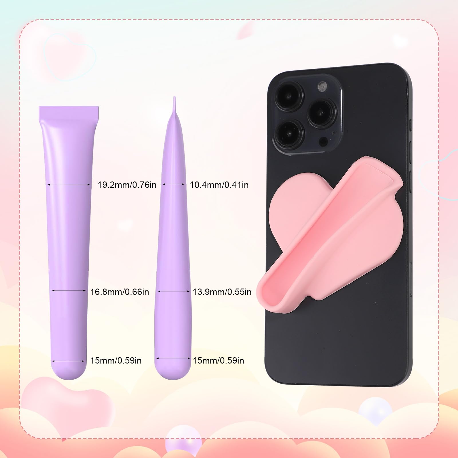 Heart-Shaped Silicone Lip Gloss Phone Case Holder - Non-Slip Adhesive Grip for iPhone & Android - Perfect for Makeup Touch-Ups On-The-Go, Gym, Travel & Daily Use