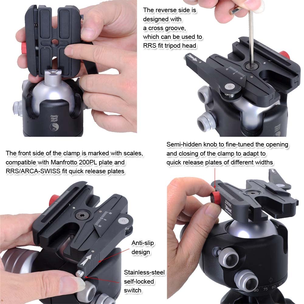 iShoot All-Metal Quick Release Clamp Adapter with Self-Locking Lever & Fine-Tuning Knob - Compatible with Manfrotto 200PL, Arca-Swiss Plates & Tripod Ball Heads - Perfect for DSLR, Mirrorless Cameras & Video Rig Setups