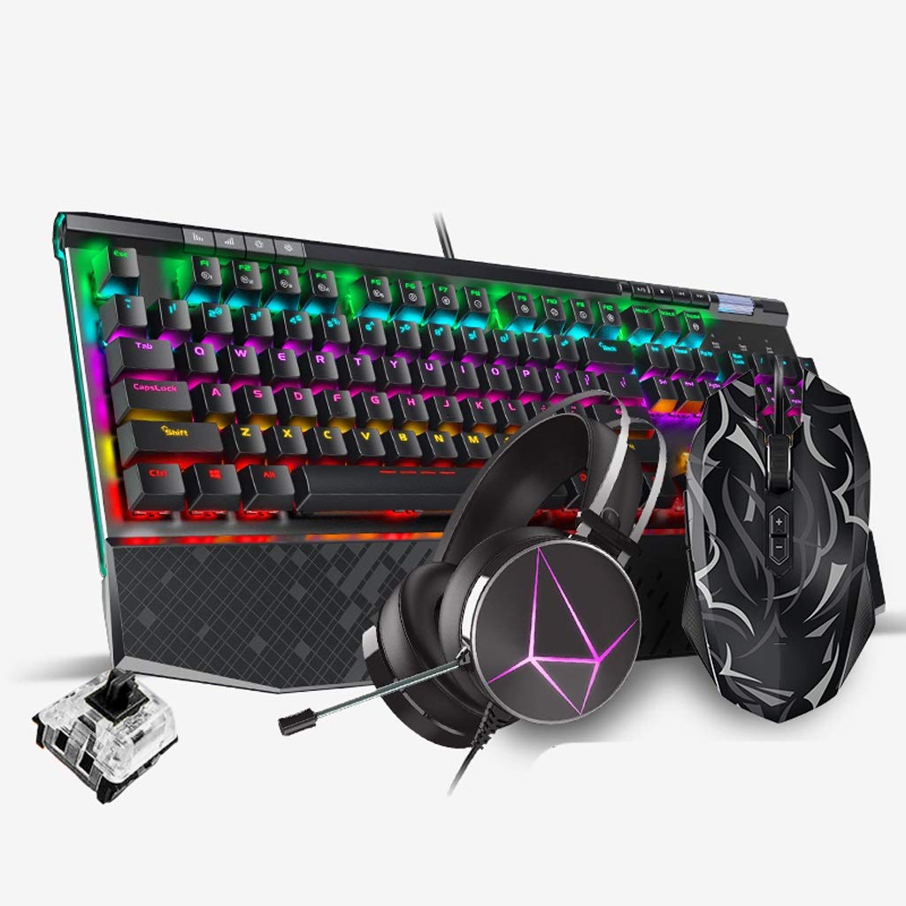 **ARCH RGB Mechanical Gaming Keyboard, Wired Mouse & Headset Combo Kit with Wrist Rest - Ergonomic PC Gaming Accessories for Windows Desktop Gamers (Black) - Perfect for Esports, Streaming & Office Work**