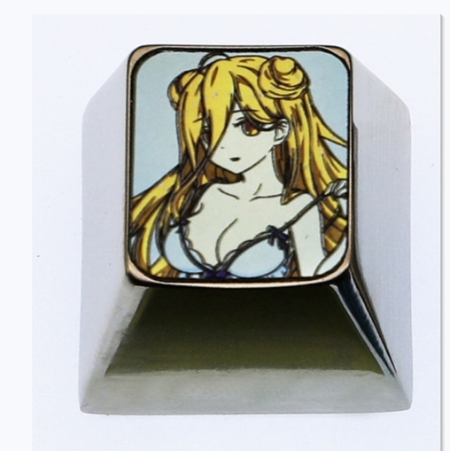 Hoshimiya Mukuro 1U Titanium Alloy Custom Keycaps - Personalized Metal Keycaps for Mechanical Keyboards - Perfect for Gaming, Typing & Keyboard Decoration