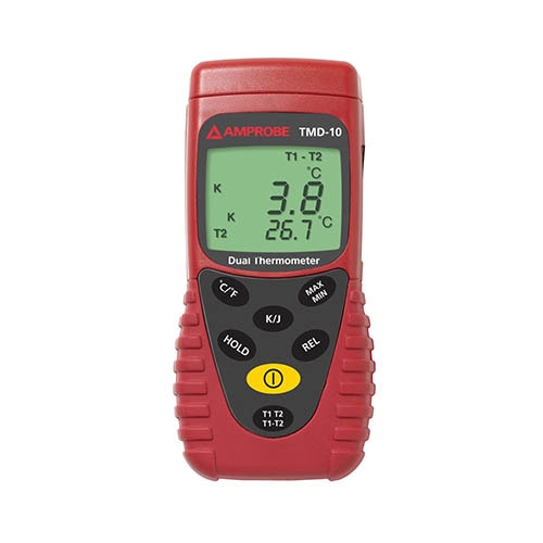 Amprobe TMD-10 Dual Temperature Meter - Digital Thermometer for HVAC, Refrigeration & Food Safety - Accurate Temperature Measurement for Home & Commercial Use