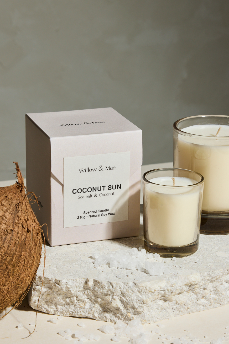 Organic Coconut Sun Sea Salt & Coconut Wax Soy Candle - 60g | Handmade, Eco-Friendly, Long-Lasting Scent | Perfect for Relaxation, Spa, Yoga & Home Decor