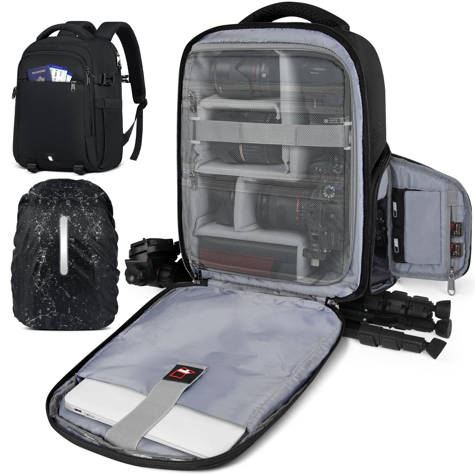Professional DSLR SLR Mirrorless Camera Backpack for Photographers - Waterproof & Rain Cover Included - Perfect for Travel, Hiking & Outdoor Photography