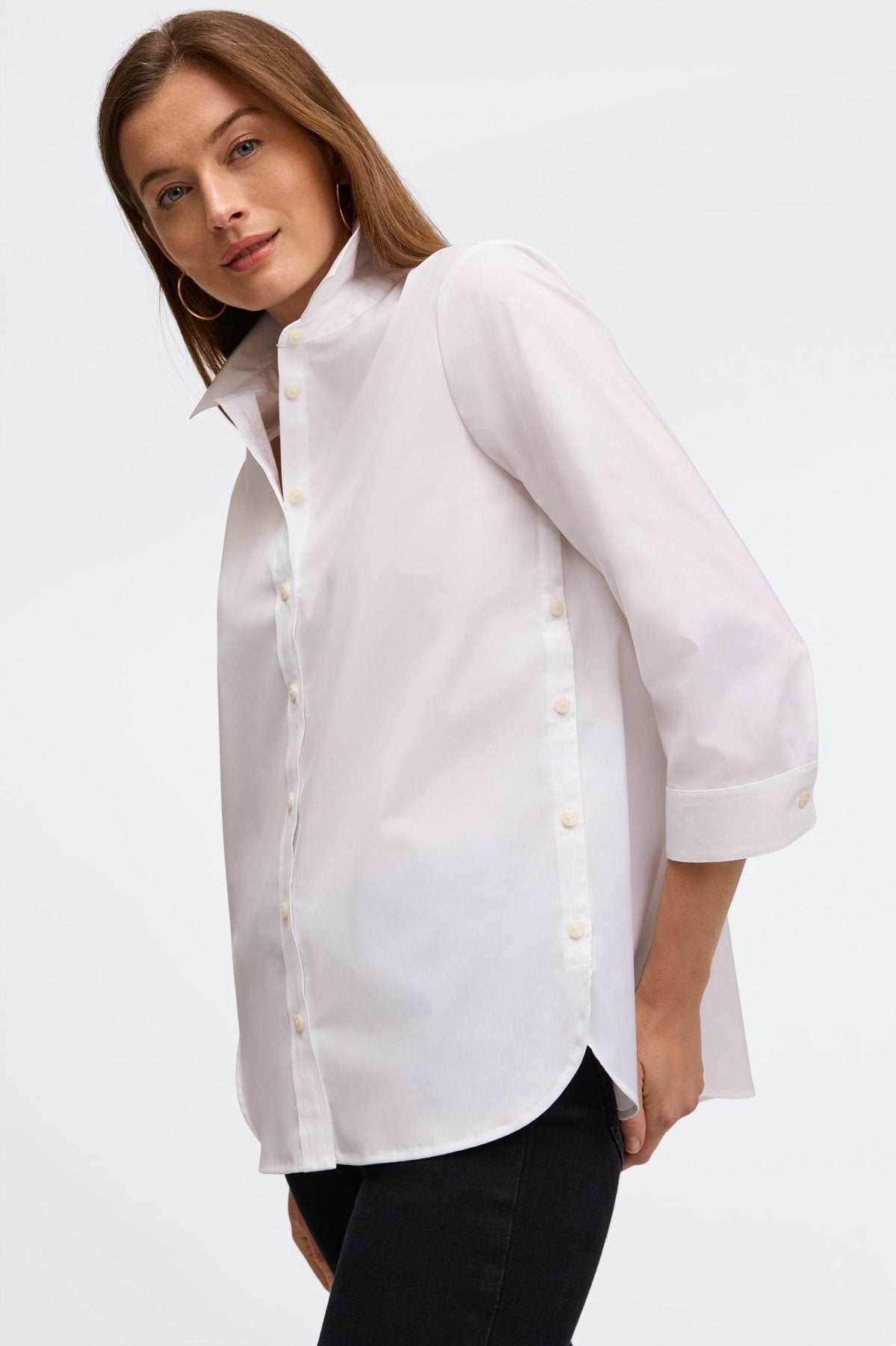 Juliet No Iron Stretch 3/4 Sleeve Blouse for Women - Wrinkle-Free Comfort Shirt for Office, Travel & Casual Wear